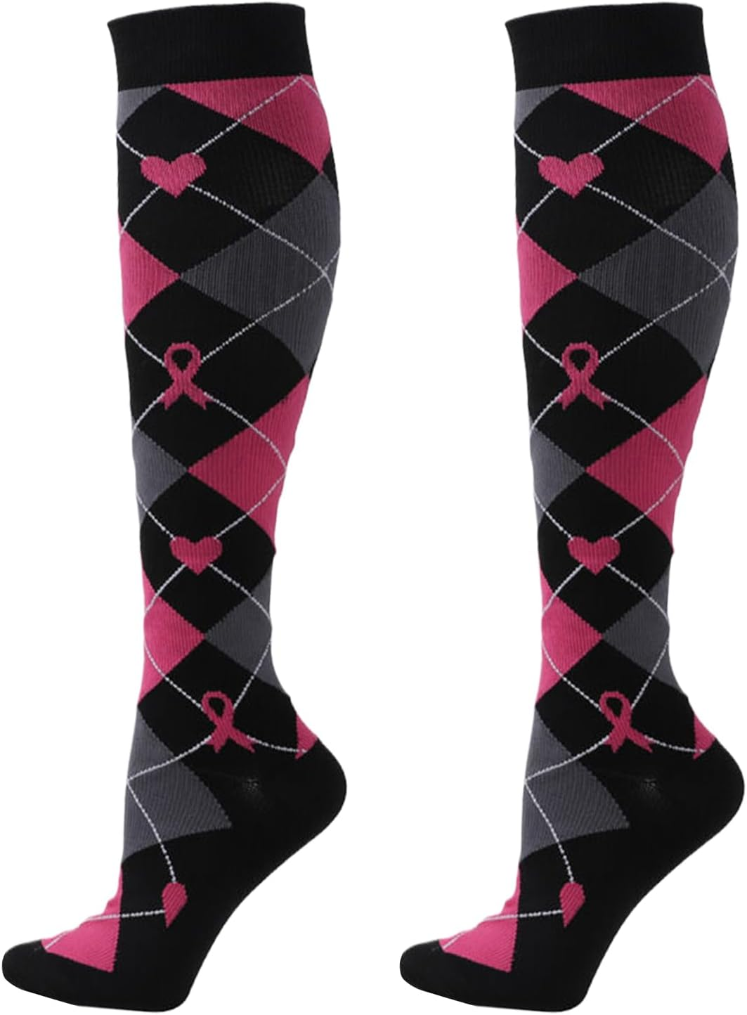 Dress Cici Compression Socks for Women, Heart, Dot, Striped, Floral, Animal, Ribbon, Tree, Geometric, Fruit, Food, Gradual, Knee High Compression Stockings Sock (6 Pairs) image number 3