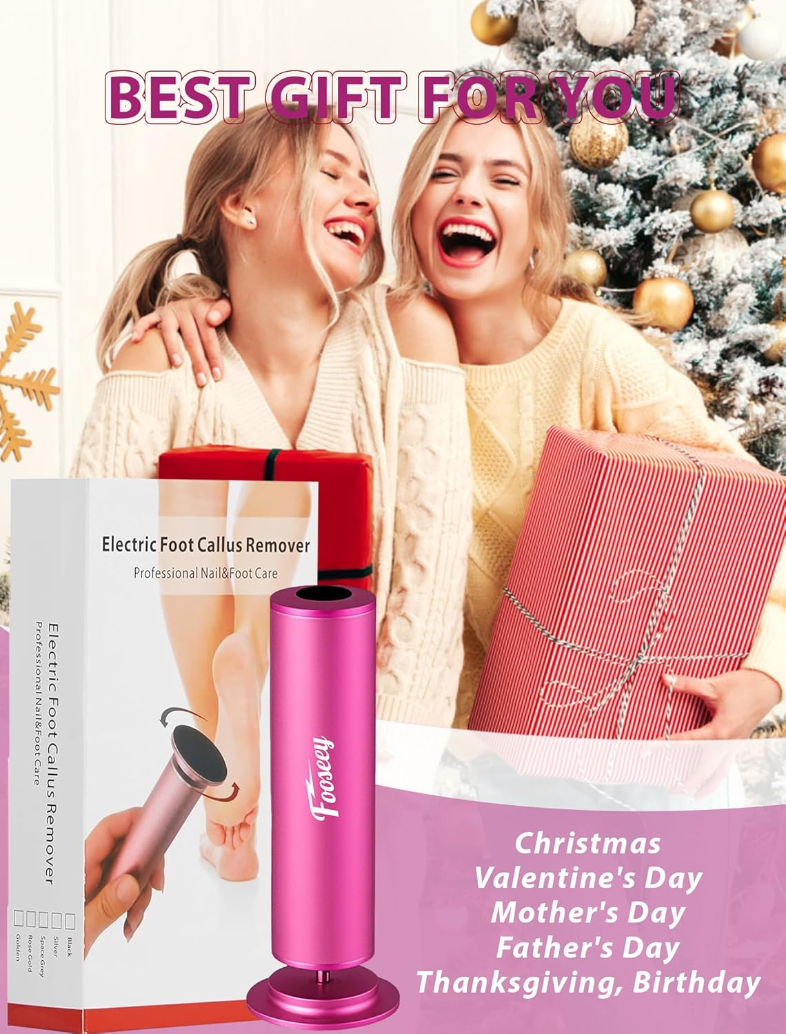 Electric Foot File Tool - Callus Remover for Feet (FSA or HSA Eligible), Professional Pedicure Machine with 60Pcs Sandpaper Discs, Adjustable Speed Foot Files for Deadskin, Dry and Cracked Feet