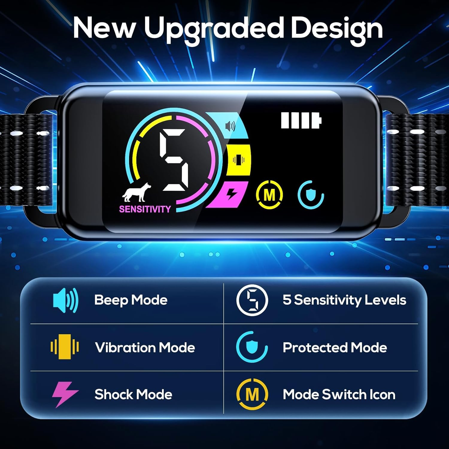 Quixnova Dog Bark Collar for Large Medium Small Dogs, Rechargeable Training Collar with Beep Vibration Shock Collar with 5 Adjustable Sensitivity, anti Barking Device for Dogs image number 4