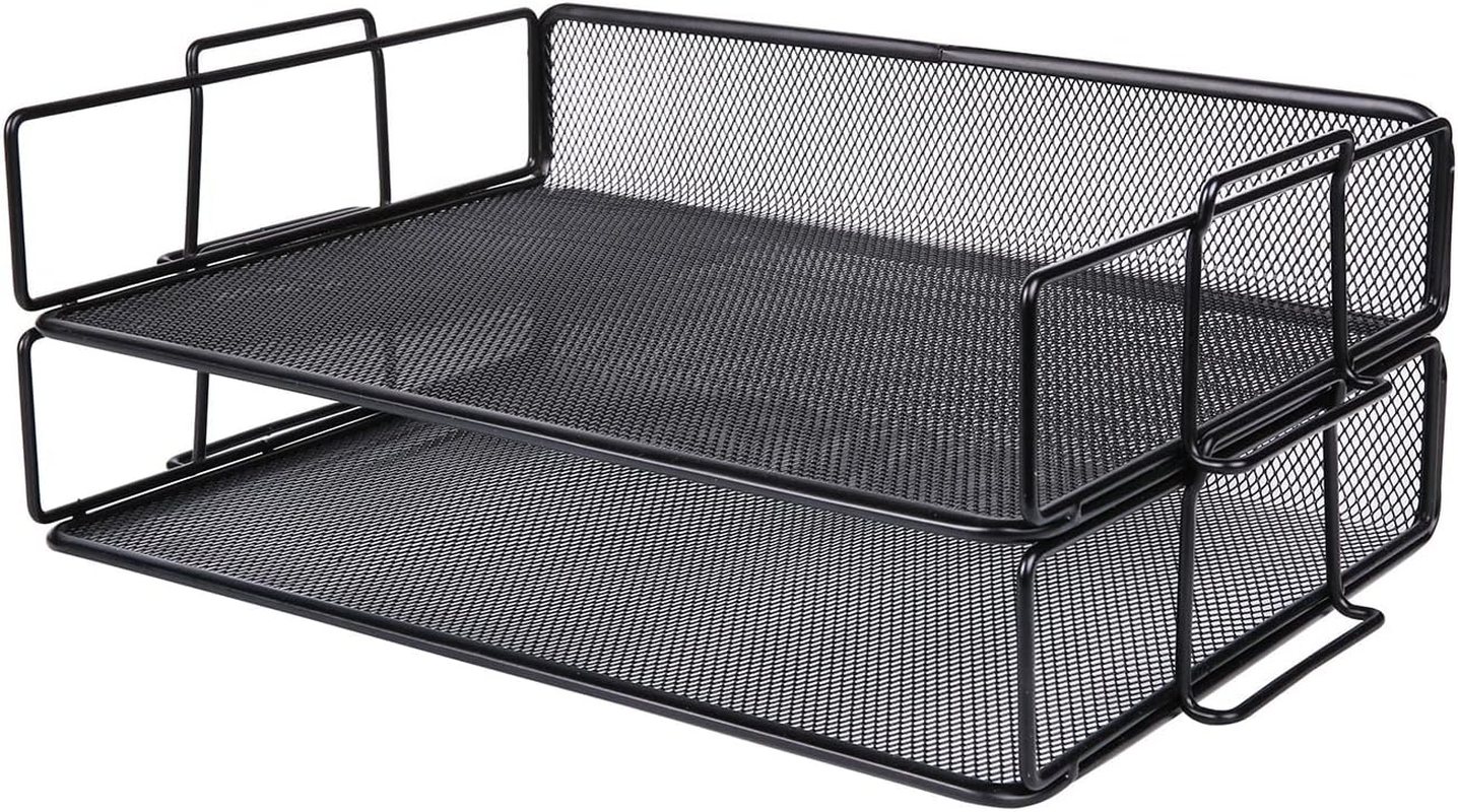 EXERZ Paper Sorter/Tray/Desk Organiser/File Holder 2Pcs - Office, School (Black)