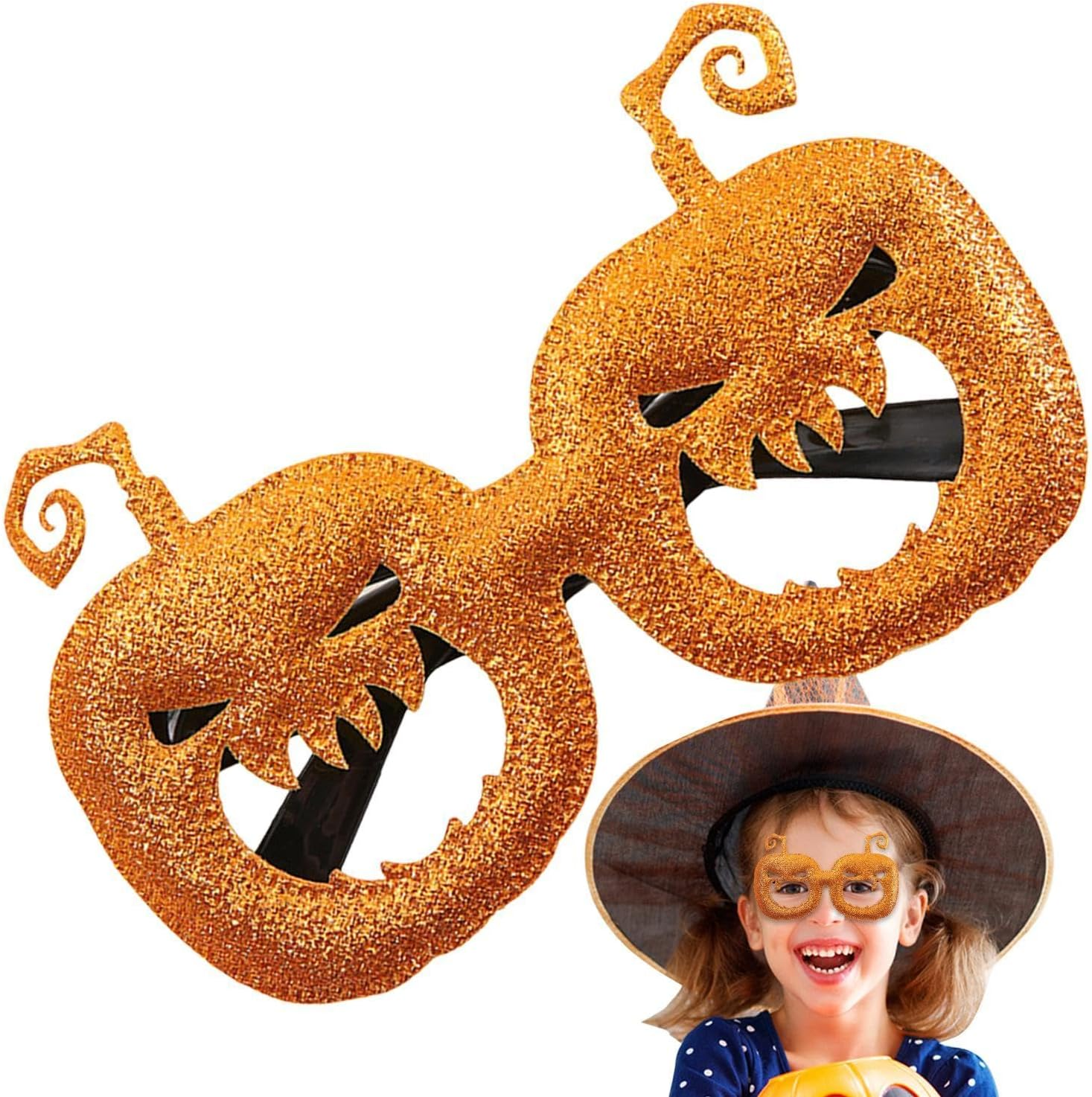 Pumpkin Glasses | Dress up Glasses | Costume Eyewear, Cosplay Glasses, Halloween Selfie Props, Prom Cosplay Rave Eyewear, Novelty Eyewear image number 2