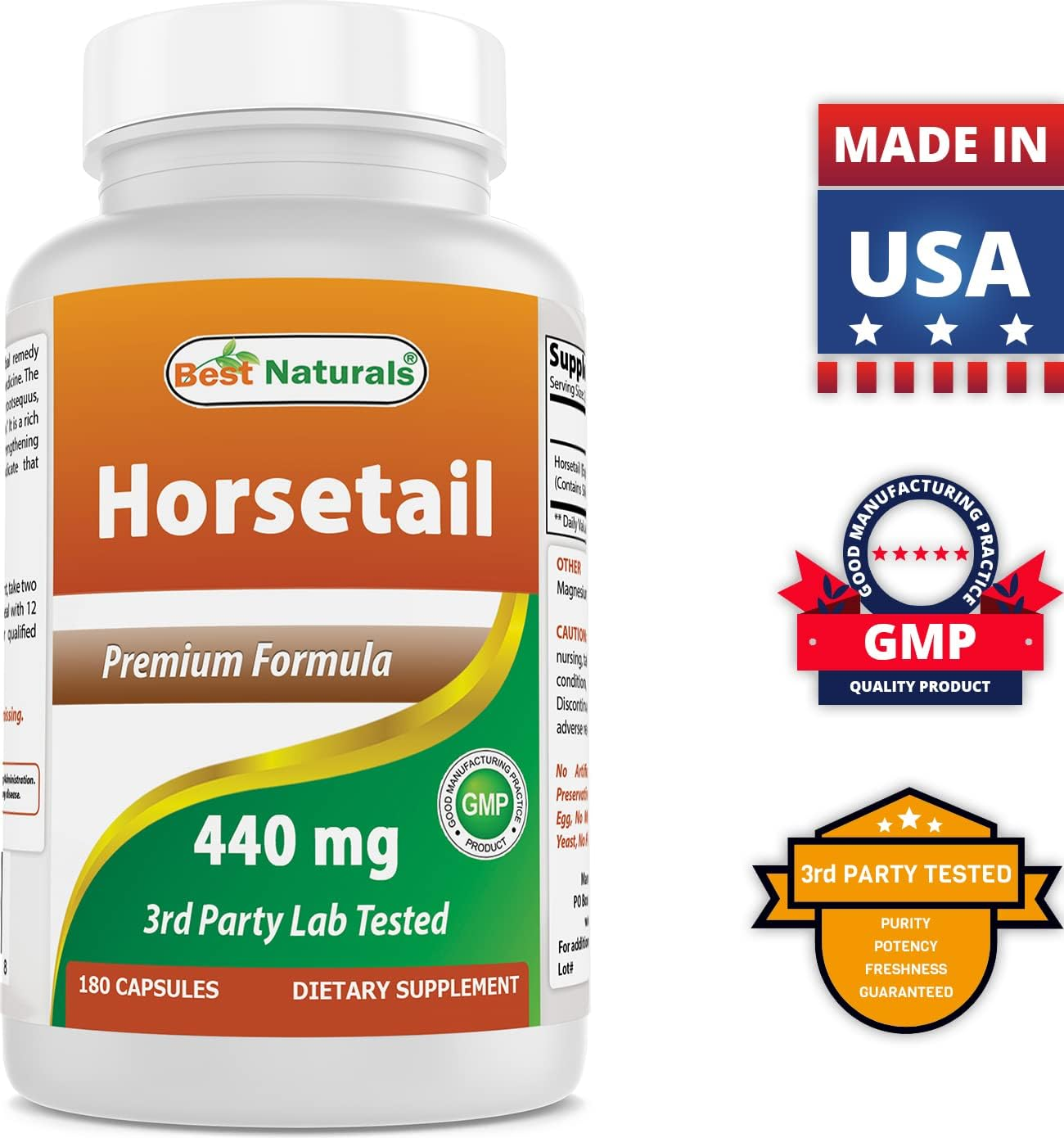 Best Naturals Horsetail 440 Mg 180 Capsules (180 Count (Pack of 3)) image number 6
