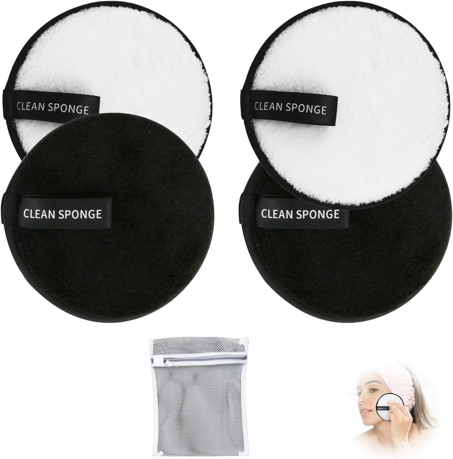 100% Reusable Makeup Remover Pads, 4 Pack Large Eco-Friendly Microfiber Makeup Eraser for Chemical-Free Removal of Eye Makeup, Foundation, Highlighter & Lipstick, Perfect for All Skin Types image number 2
