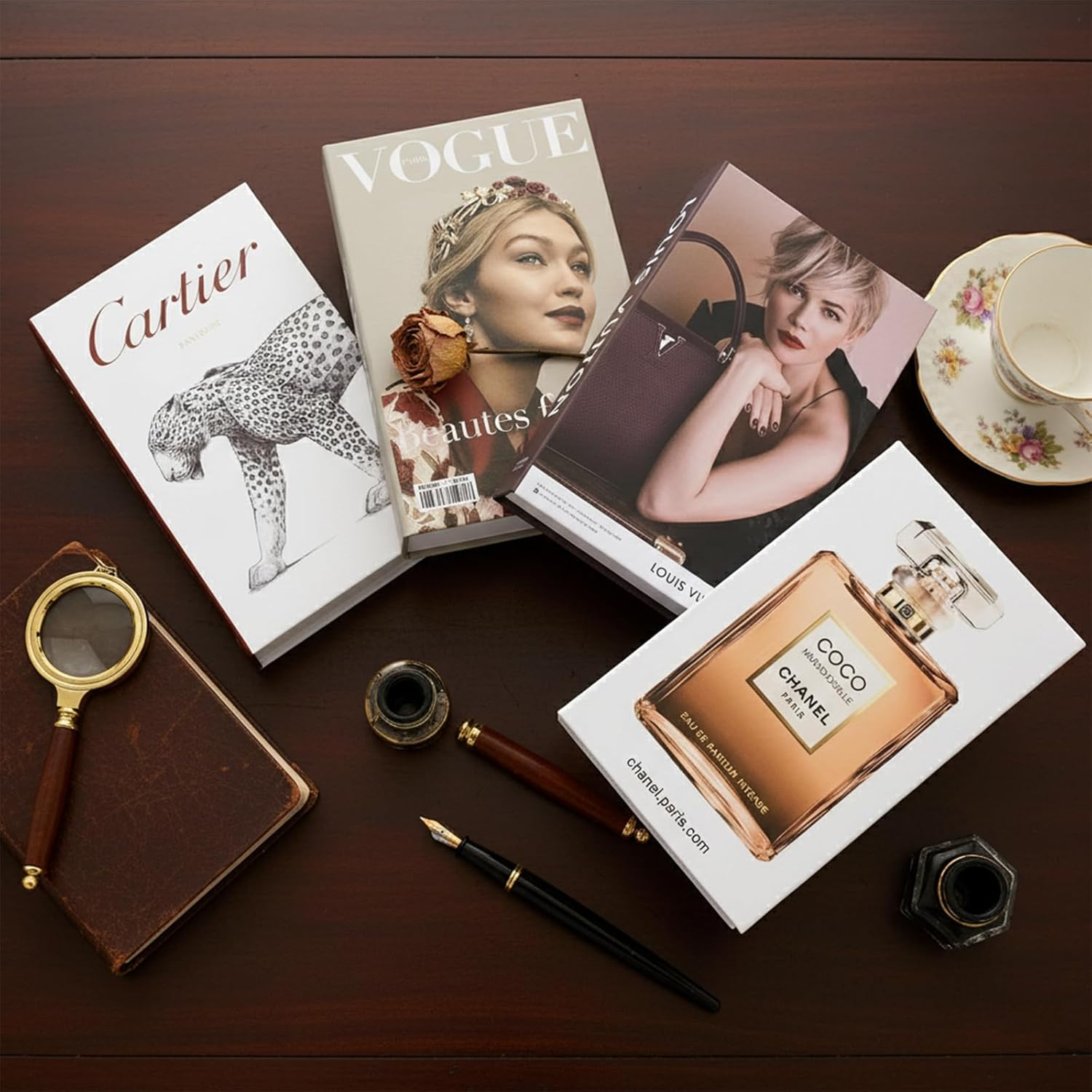 Decorative Books for Home Decor, Set of 4 Stylish Faux Books, DIY Books Stack for Coffee Table/Office/Shelf/Farmhouse/Living Room Decor, Modern Hardcover Stacked Display Books