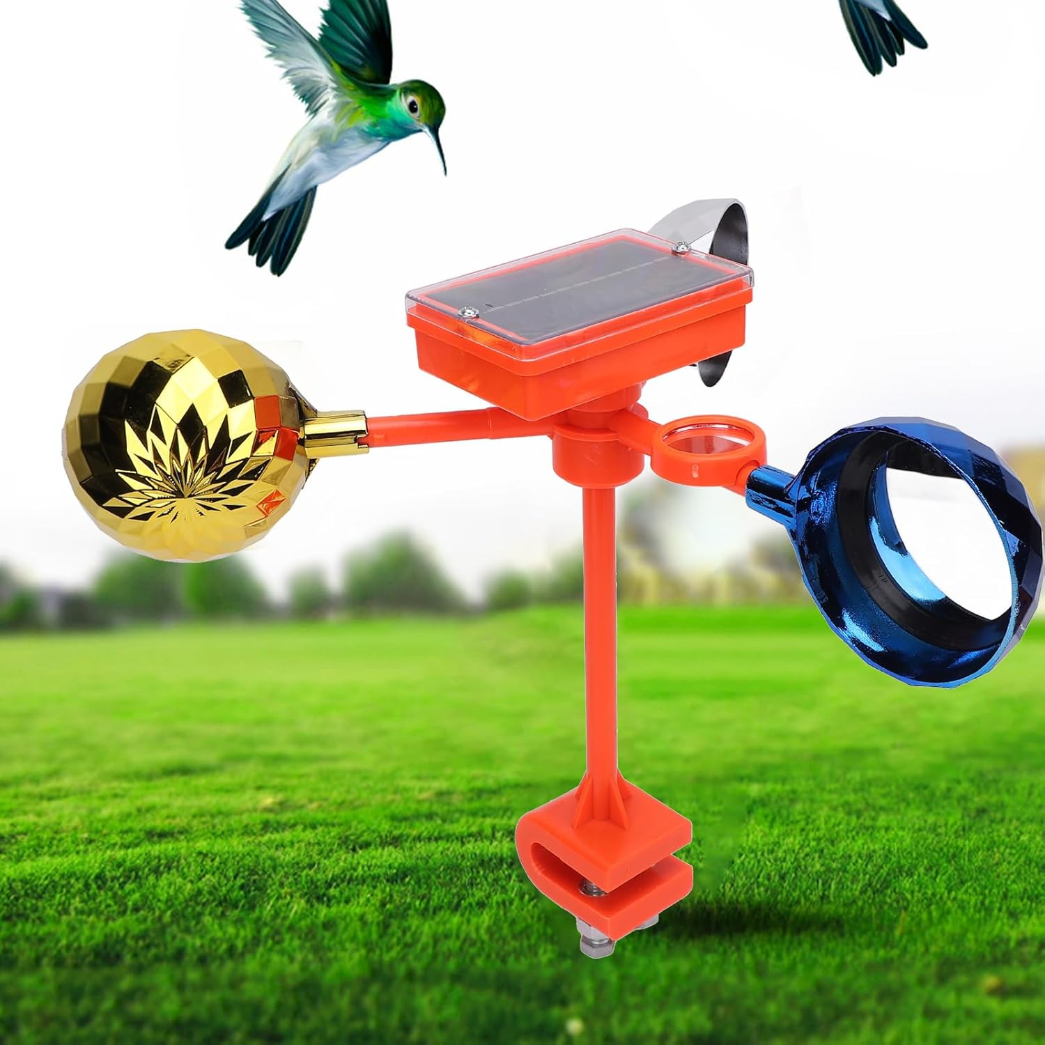 Birds Reflective Deterrent, Solar Powered Spinning Deterrent Devices, Visual Voice Bird Scare for Garden Roofs, Keep Seagull Pigeon Away image number 3