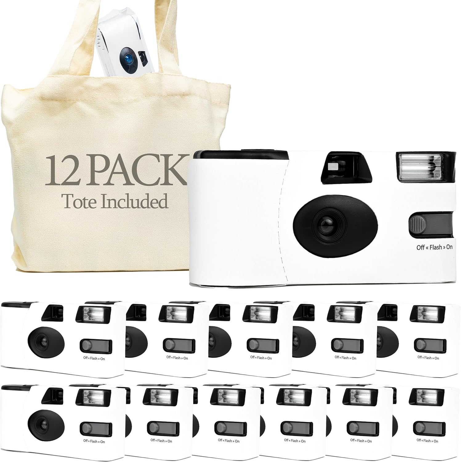 Disposable Cameras Bulk (12 Pack) &ndash; White Single Use Camera Set: Perfect for Weddings, Baby Showers, Birthday Parties & All Events &ndash; 35Mm ISO 400 Film, 27 Exposures, Bright Flash, Easy-To-Use, Vintage image number 5