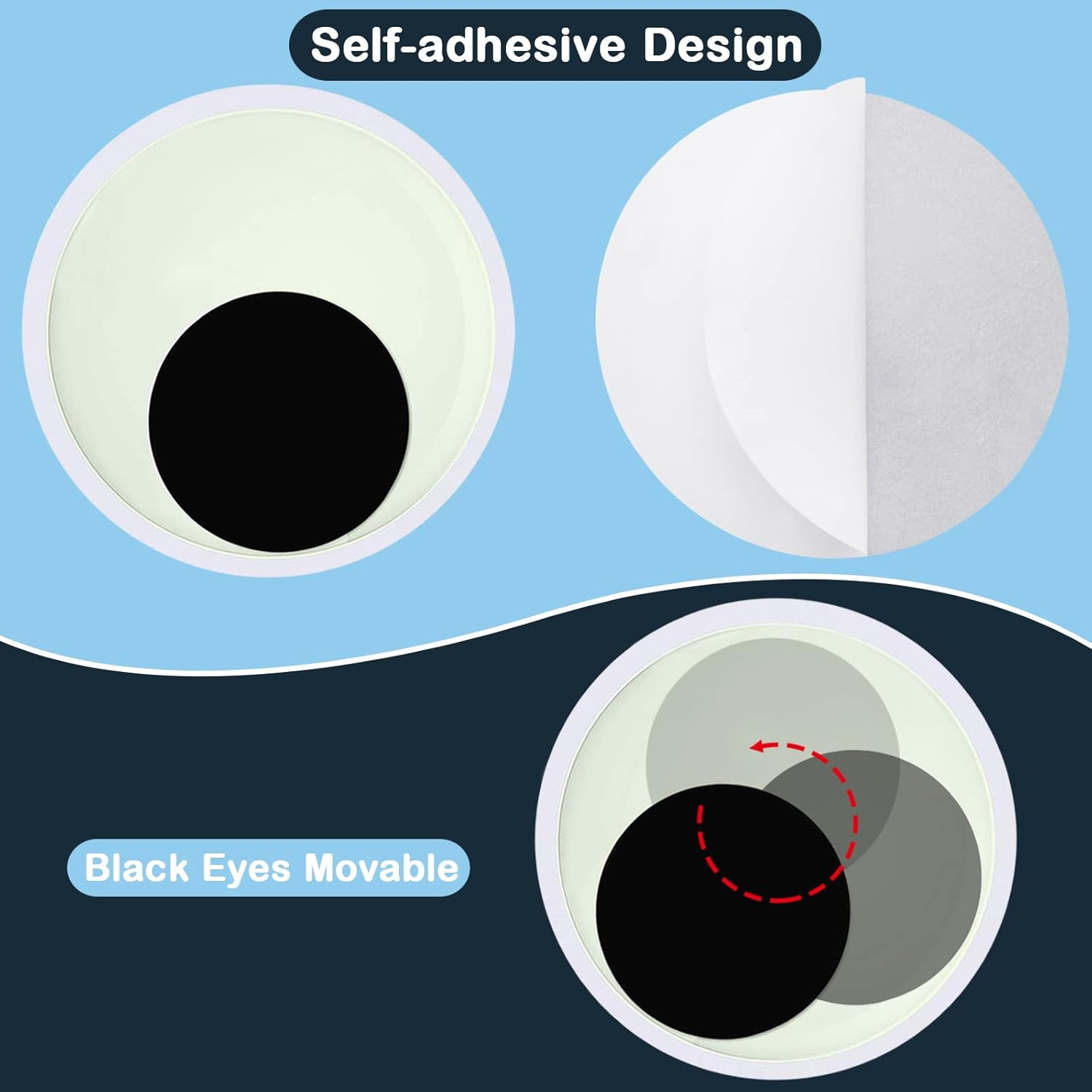 Cinvo 7 Inch Glowing Googly Eyes Self Adhesive 18Cm Giant Wiggle Eyes Glowing in the Dark Large Decor Eyes for Party Refrigerator Door Christmas Trees Car DIY Craft Projects (Pack of 2) image number 3