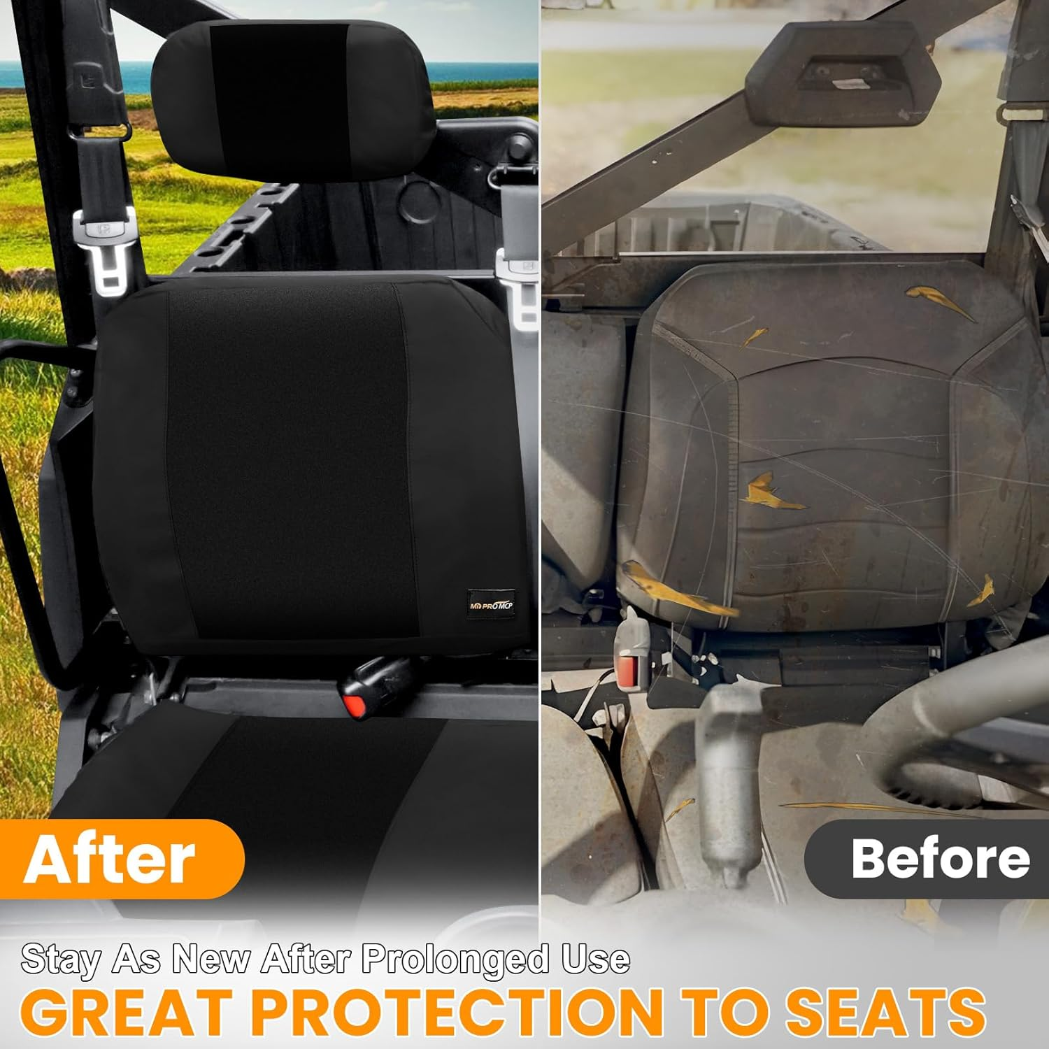 MDPROMCP Ranger XP 1000 Seat Cover, Split Back Ranger Seat Covers Compatible with 2018 2019 2020 2021 2022 2023 2024 2025 Polaris Ranger XP 1000, 2020 2021 2022 Ranger 1000 Black image number 3