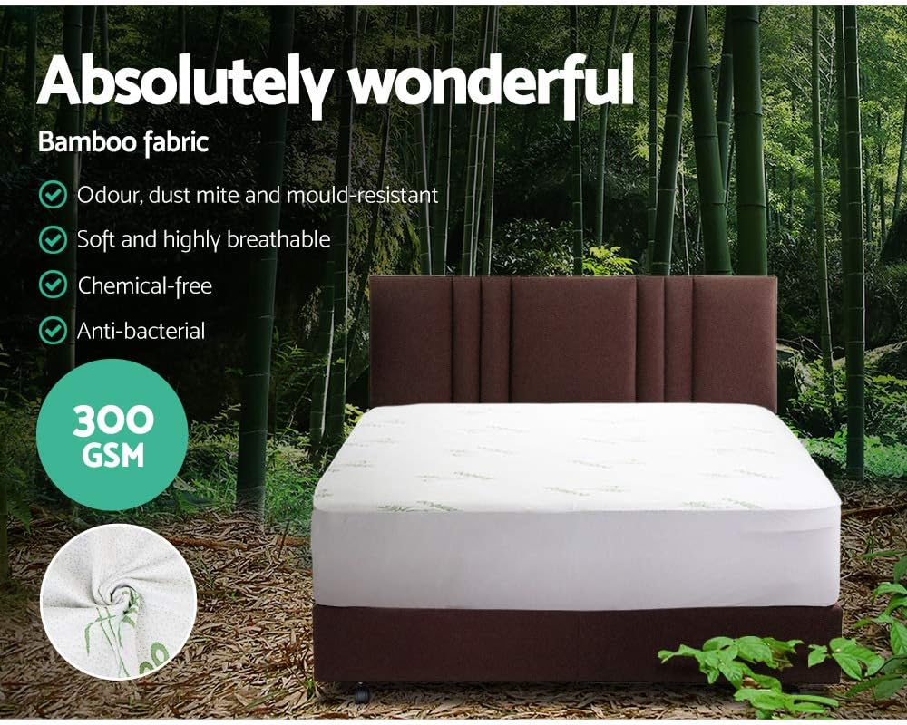 Giselle Bedding Queen Mattress Protector, Bed Sheets Cover Waterproof Bamboo Protectors Home Bedroom Furniture, Hypoallergenic Breathable Washable Antibacterial Covers White image number 5