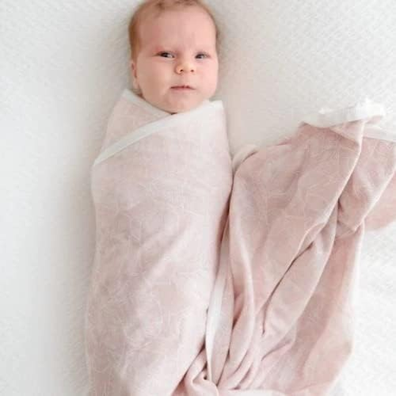 Anchor & Arrow Pink Palm Jersey Cotton Swaddle and Beanie Set, 2 Count image number 1