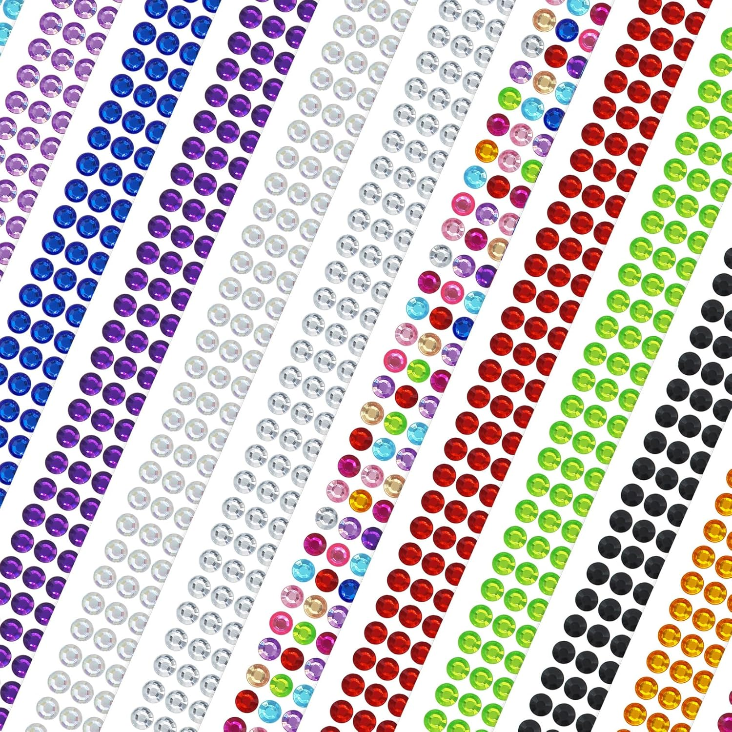 7560Pcs Gem Stickers,Betterjonny 15 Sheets 6Mm Self-Adhesive Rhinestones for Crafts round Bling Jewels Stickers Acrylic Decorative Diamond Stickers Colorful Embellishments Sheet for Nail Makeup Art&hellip; image number 1