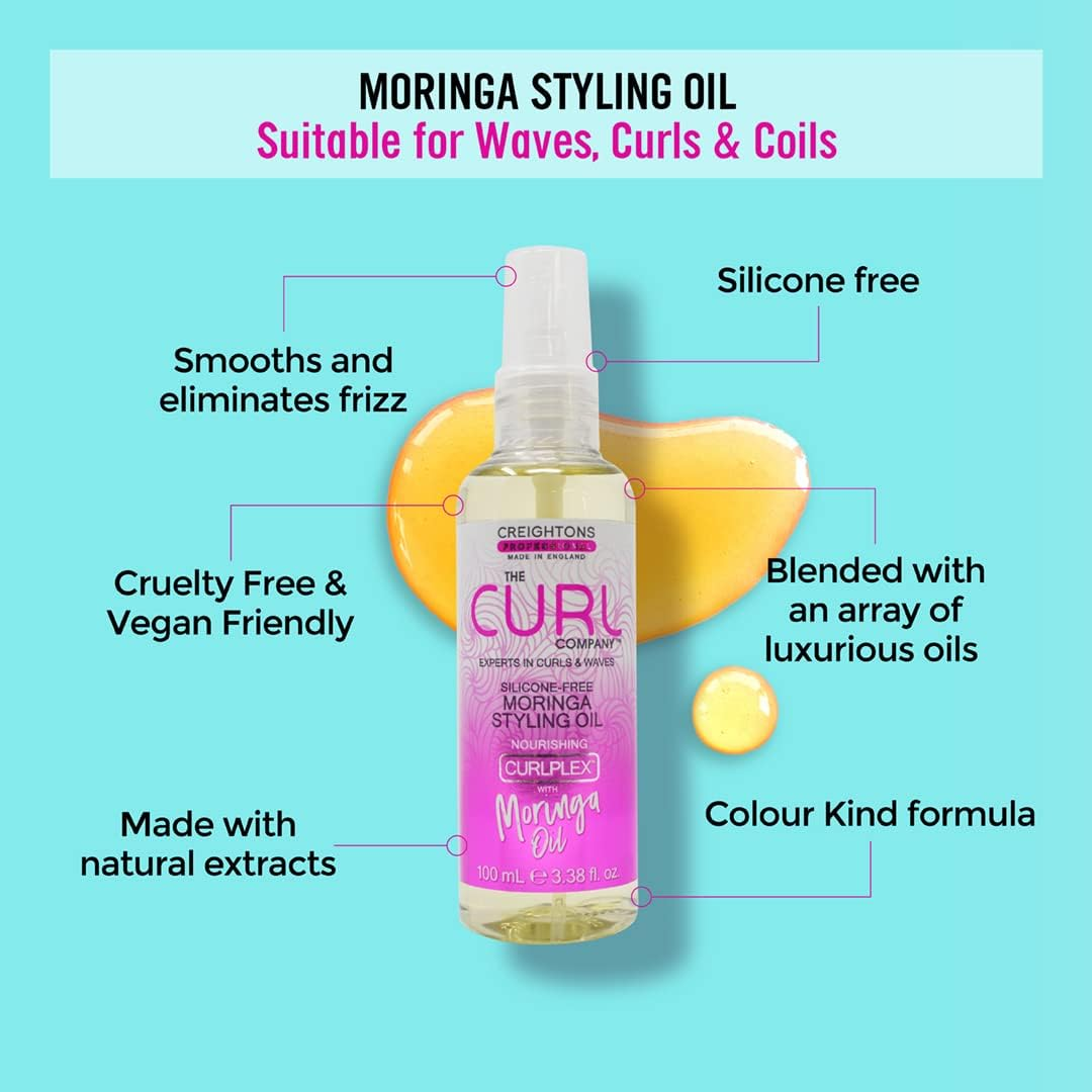 The Curl Company Silicone Free Moringa Styling Oil (100Ml) - Formulated with Nourishing Moringa Oil. the Experts in Curls & Waves. Smooths & Nourishes Hair for Hydrated Curls, Coils & Waves image number 2