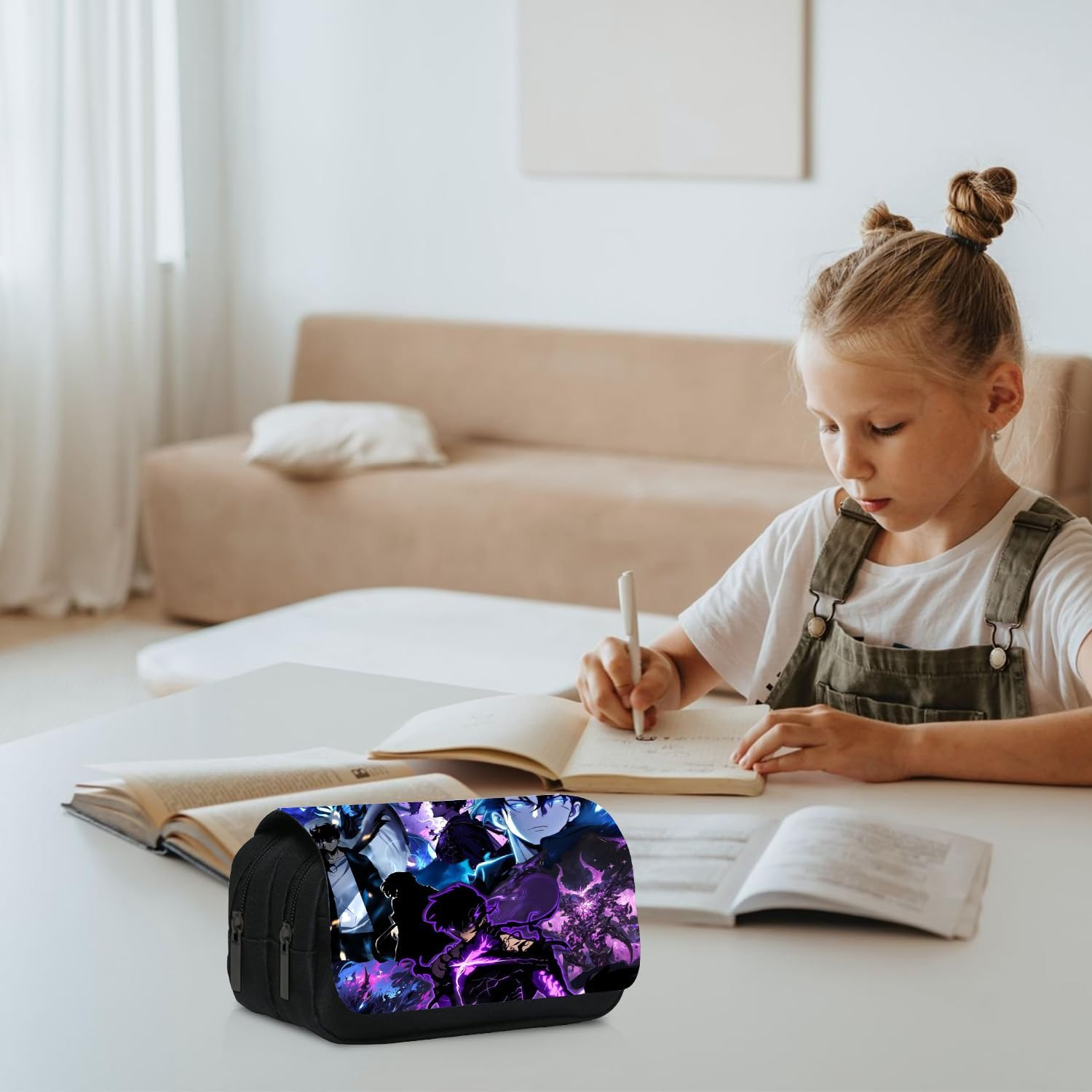 UBBY Solo Leveling Pencil Case Double Layer with Zipper 20 X 10 X 9 Cm Pencil Case for School Office Travel Teens