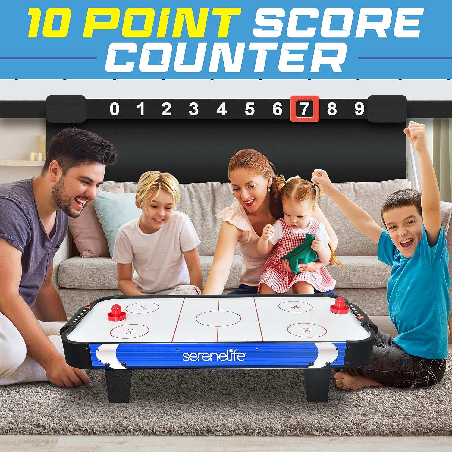 Serenelife Air Hockey Game Table 4.10Ft with Strong Motor, Digital LED Scoreboard, Puck Dispenser & Complete Accessories image number 4