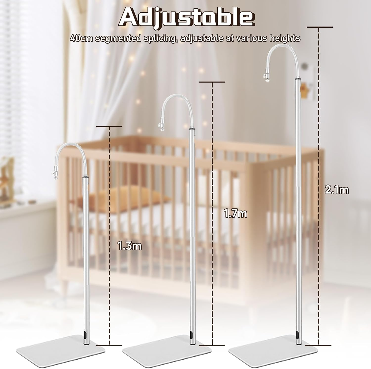 Baby Monitor Floor Stand Holder,Infant Gadgets Compatible All Cameras with 1/4 Screw, Height Adjustable & Universal Mount Secure,Baby Monitor Mount Secure (Baby Monitor Floor Stand Holder) image number 2