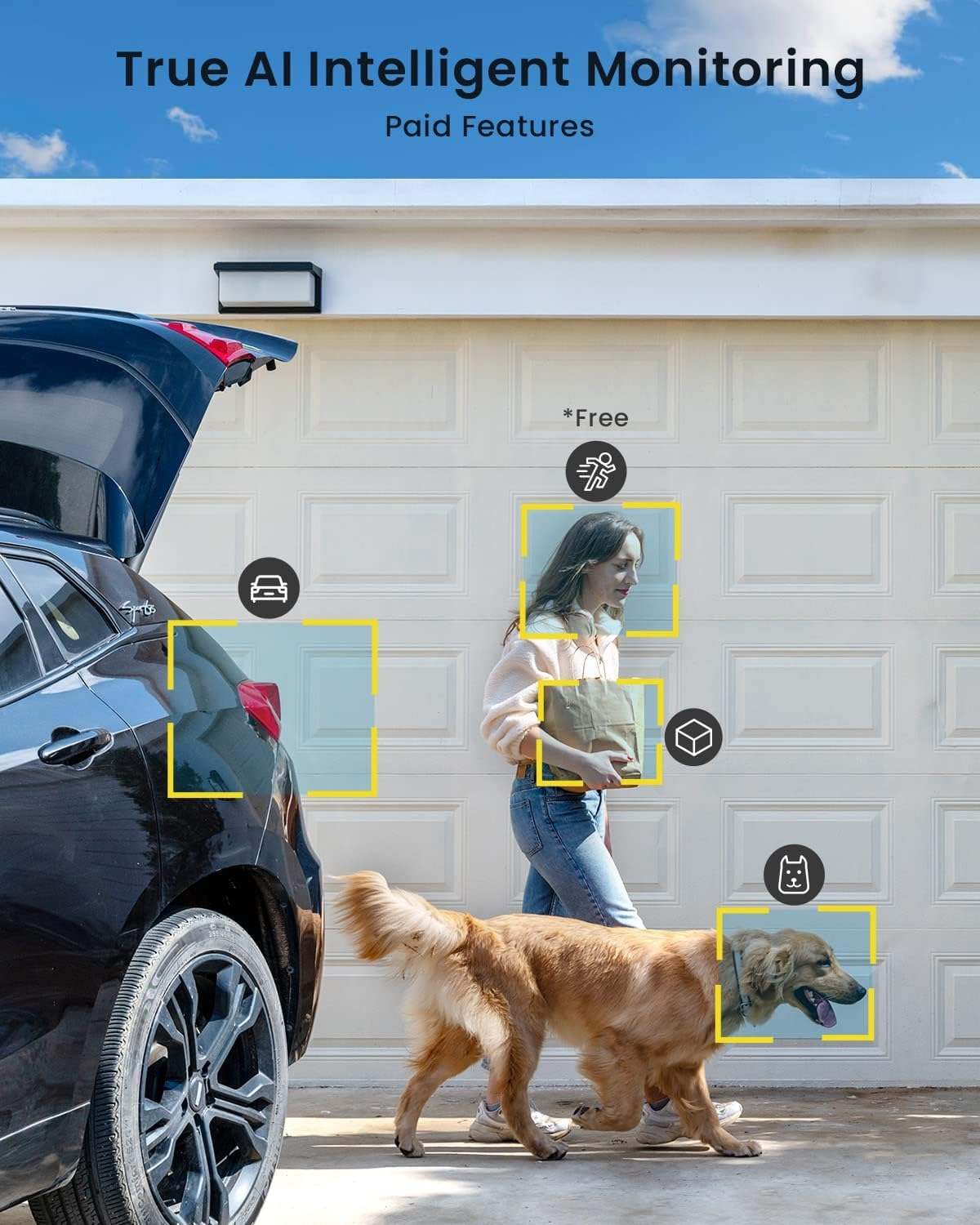 Iegeek 2K Security Camera Wireless Outdoor, Solar Dome Camera PTZ 360&deg; with Spotlight and Siren, 2.4Ghz Wifi Cameras, Color Night Vision, Compatible with Alexa, PIR, 2-Way Talk, IP65, Black image number 3