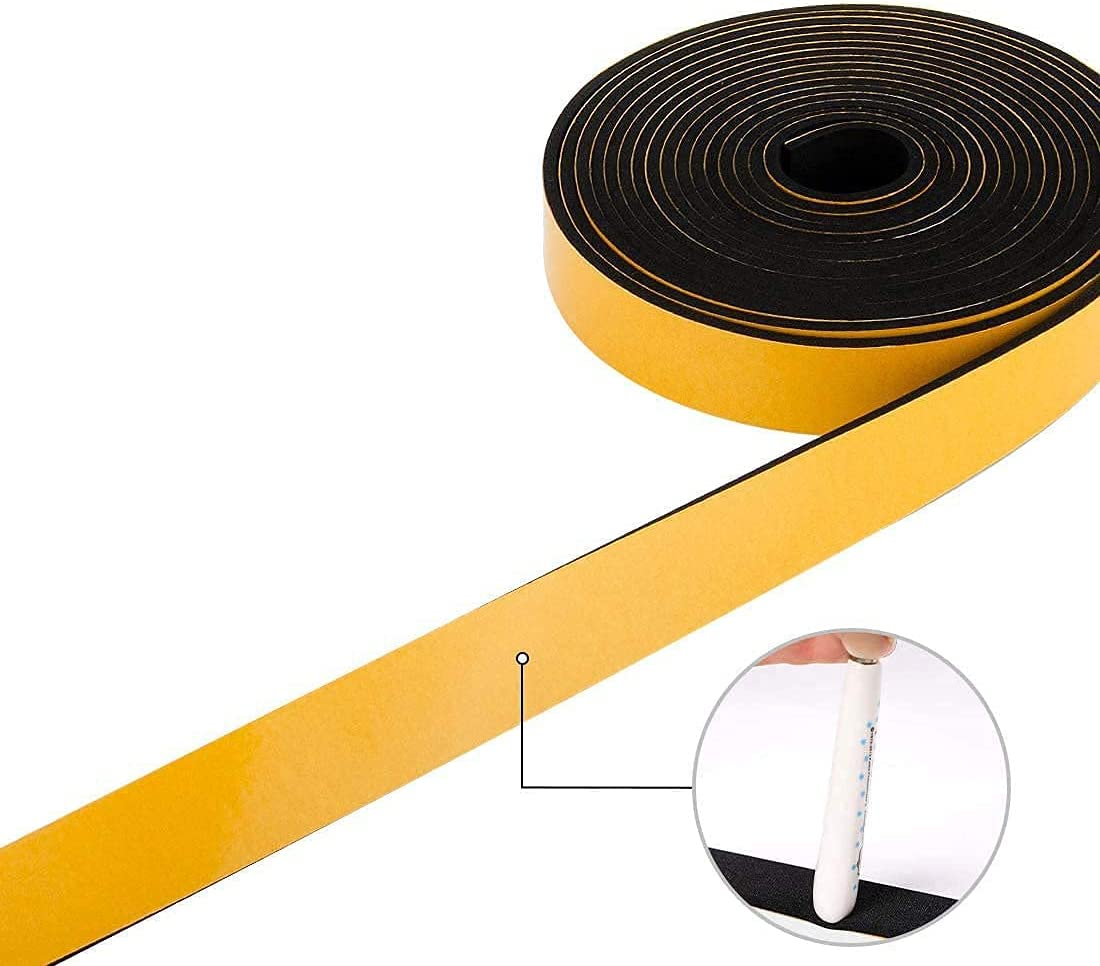 26 Feet Long High Density Foam Strip Self Adhesive Weatherstrip Insulation Foam Rubber Seal Strip,Waterproof,Plumbing, Cooling,Air Conditioning,Craft Tape(1/2 Inch Wide X 1/4 Inch Thick,2 Rolls)