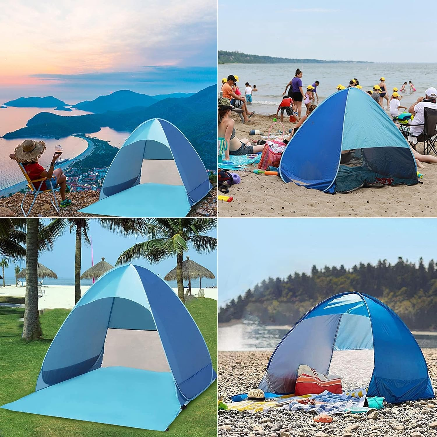 Pop up Beach Tent 2-3 Person, Foldable Outdoor Beach Tent, Portable Sun Shelter Tent, UPF 50+ Lightweight Instant Automatic Cabana Canopy with Carry Bag for Family Beach Picnic image number 1