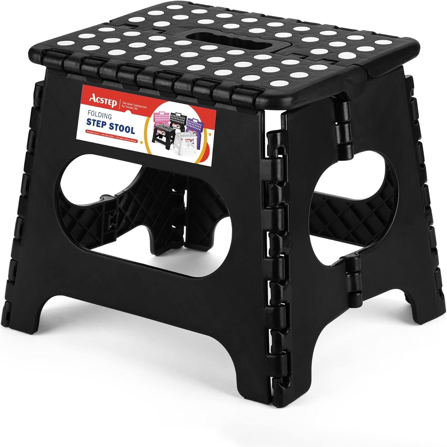 Acko 11 Inches Folding Step Stool for Kids Adults Kitchen Garden Bathroom Stepping Stool Black image number 4
