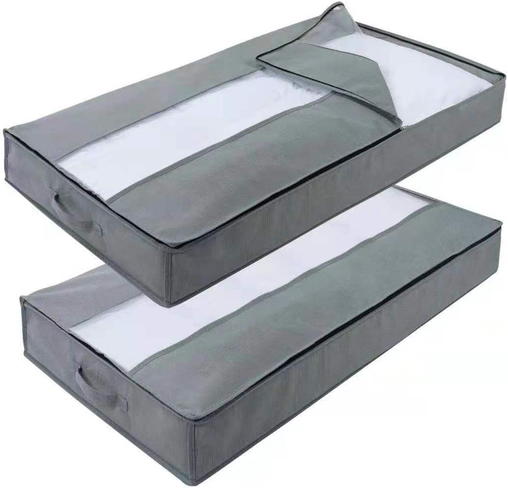 Underbed Storage Bags Solutions Organizer with Zips and Clear Window for Clothes,Duvet Comforters Blankets Bedding Quilts Moving(2 Pack) image number 1