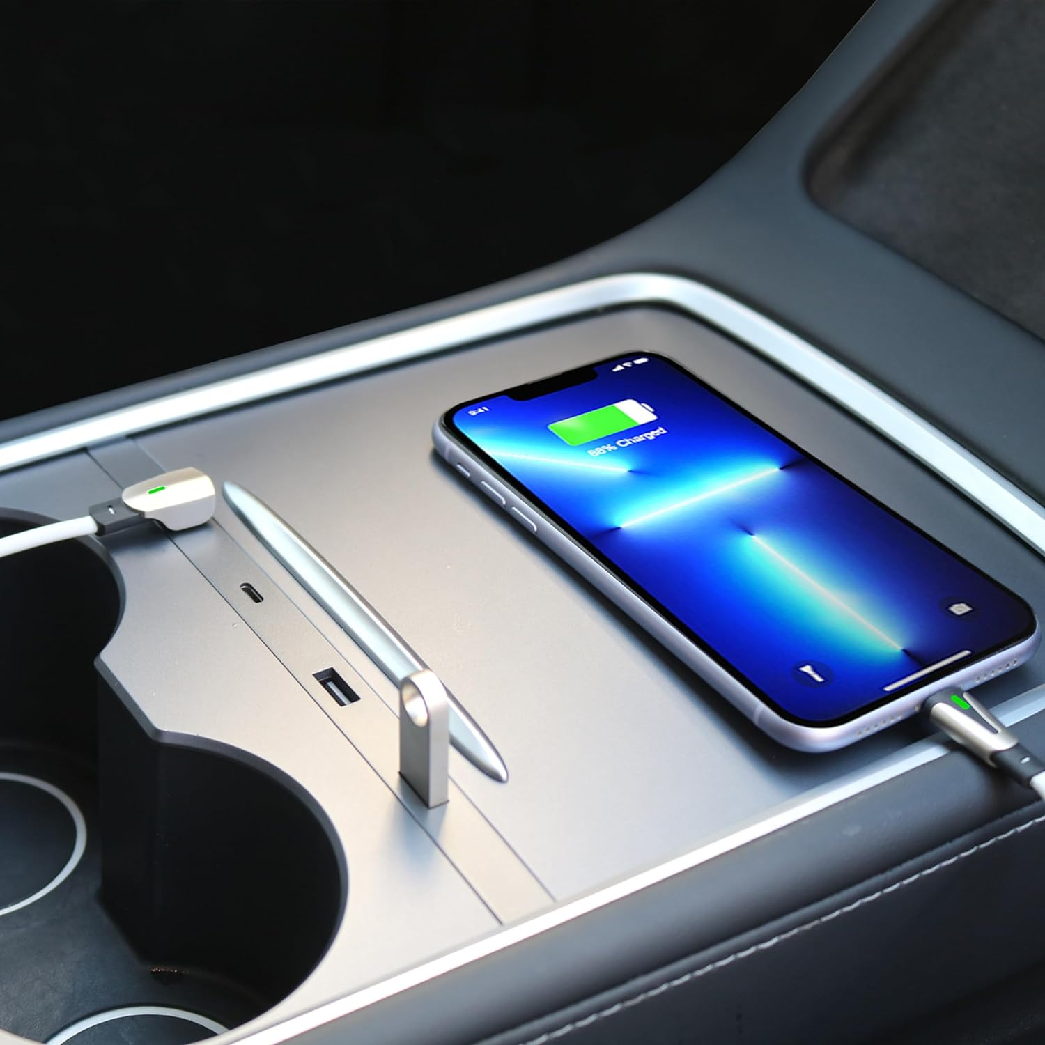 For Tesla USB Hub Compatible with Model Y 2021-2024 Model 3 2021-2023, Support USB-C Fast Charging, Center Console Multiport OEM Docking Station Adapter Accessories image number 6