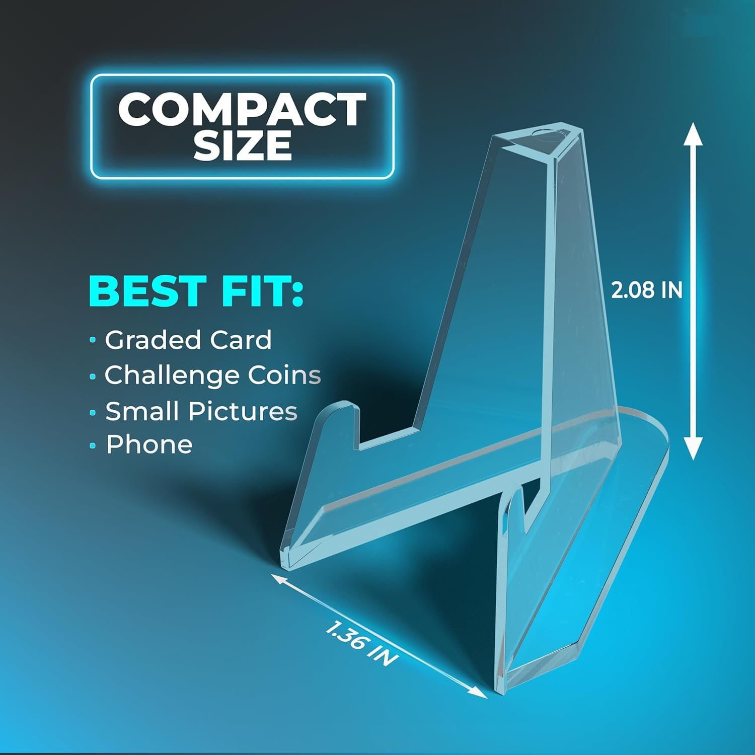 20Pcs Acrylic Easel Stands , 54Mm Clear Coin Card Display Stand - Durable Mini Collectibles Holder for Home Decor, Coins, Medals & Casino Chips image number 1