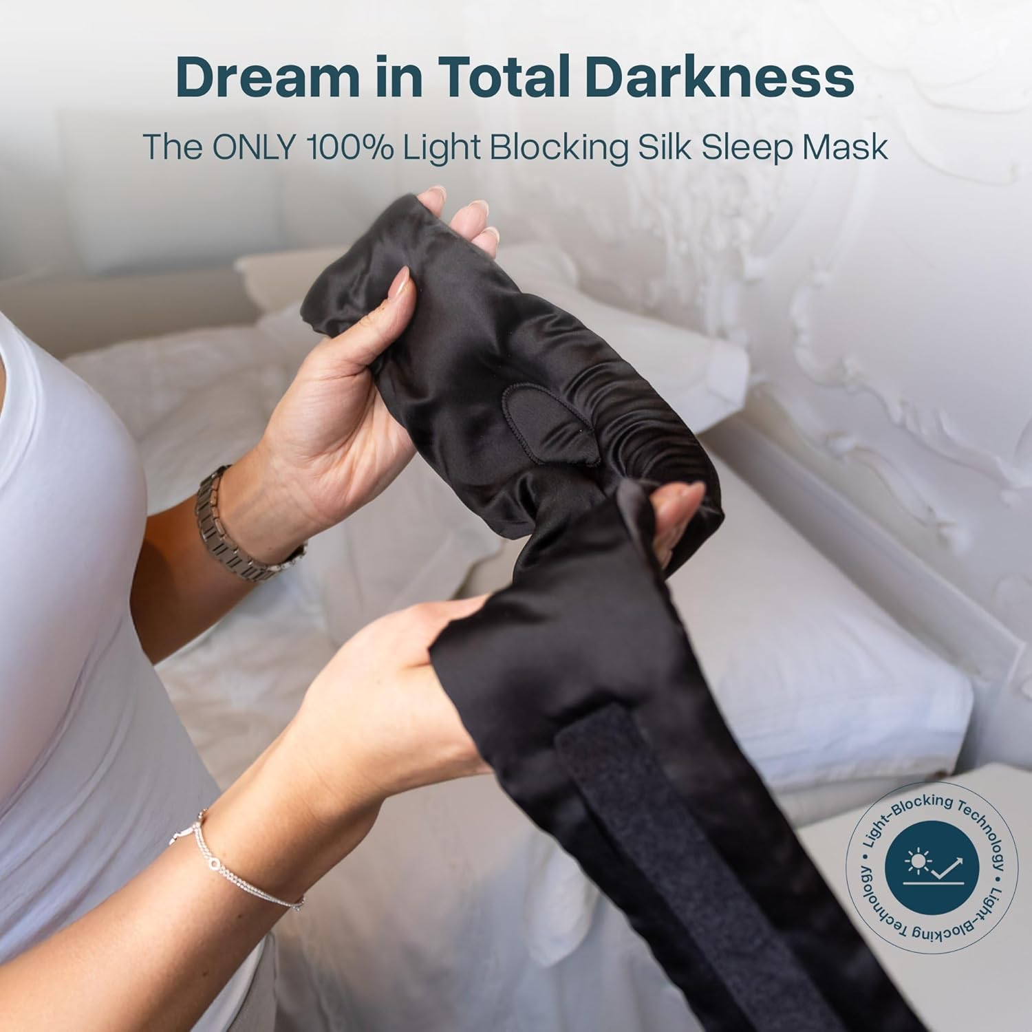 Myhalos&reg; 3D Mulberry Silk Sleep Mask with Eye Cups - Blackout Sleep Mask for Men & Women - Eye Masks for Sleep Anywhere image number 4