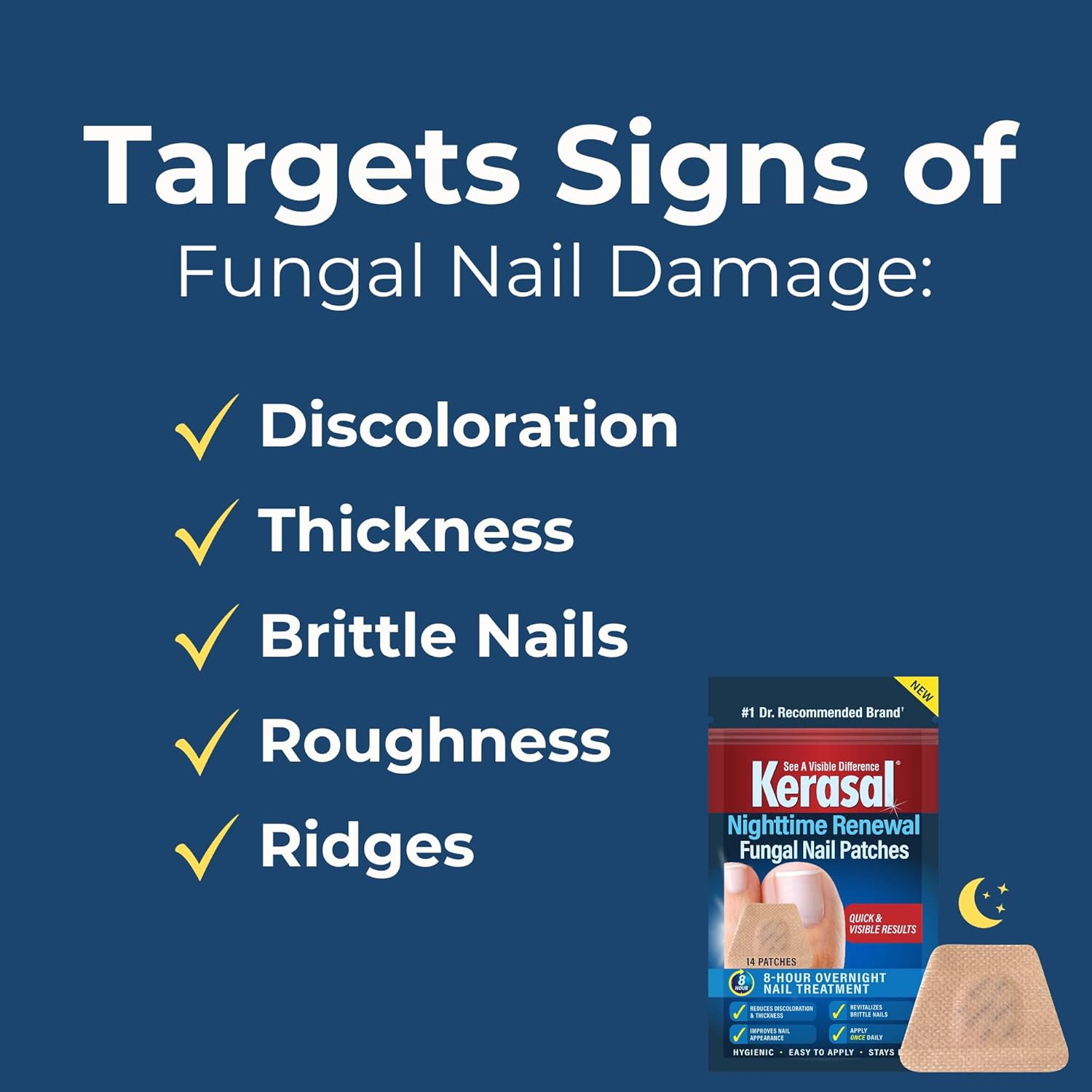 Kerasal Fungal Nail Renewal Nighttime Nail Patches, Restores Appearance of Discolored or Damaged Nails, 14 Count image number 3