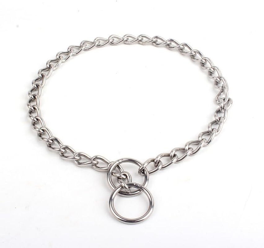 Double Ring Stainless Steel Dog Training Collar No-Pull Slip Chain for Small Medium Large Dogs for Easy Control Chain Collar (Silvery, 2.5Mm*40Cm) image number 2