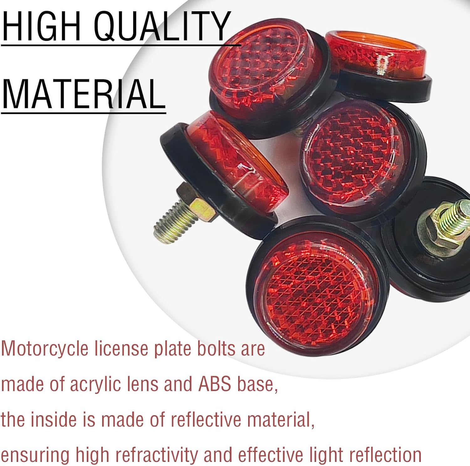 6PCS Mini Reflector with Screw Nut Type M5 Universal Screw Tag Bolt round Reflective for Motorcycle Bicycle Bike - Red - Red image number 1