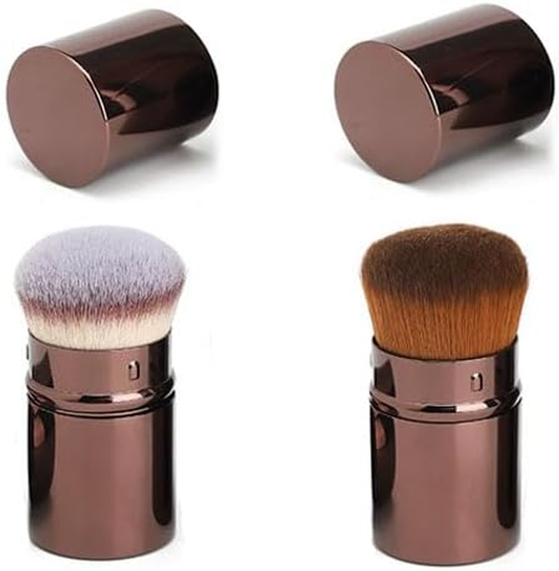 2Pcs Retractable Kabuki Makeup Brushes, Retractable Cosmetics Power Brush, Retractable Travel Kabuki Powder Makeup Brush for Women or Girls image number 1