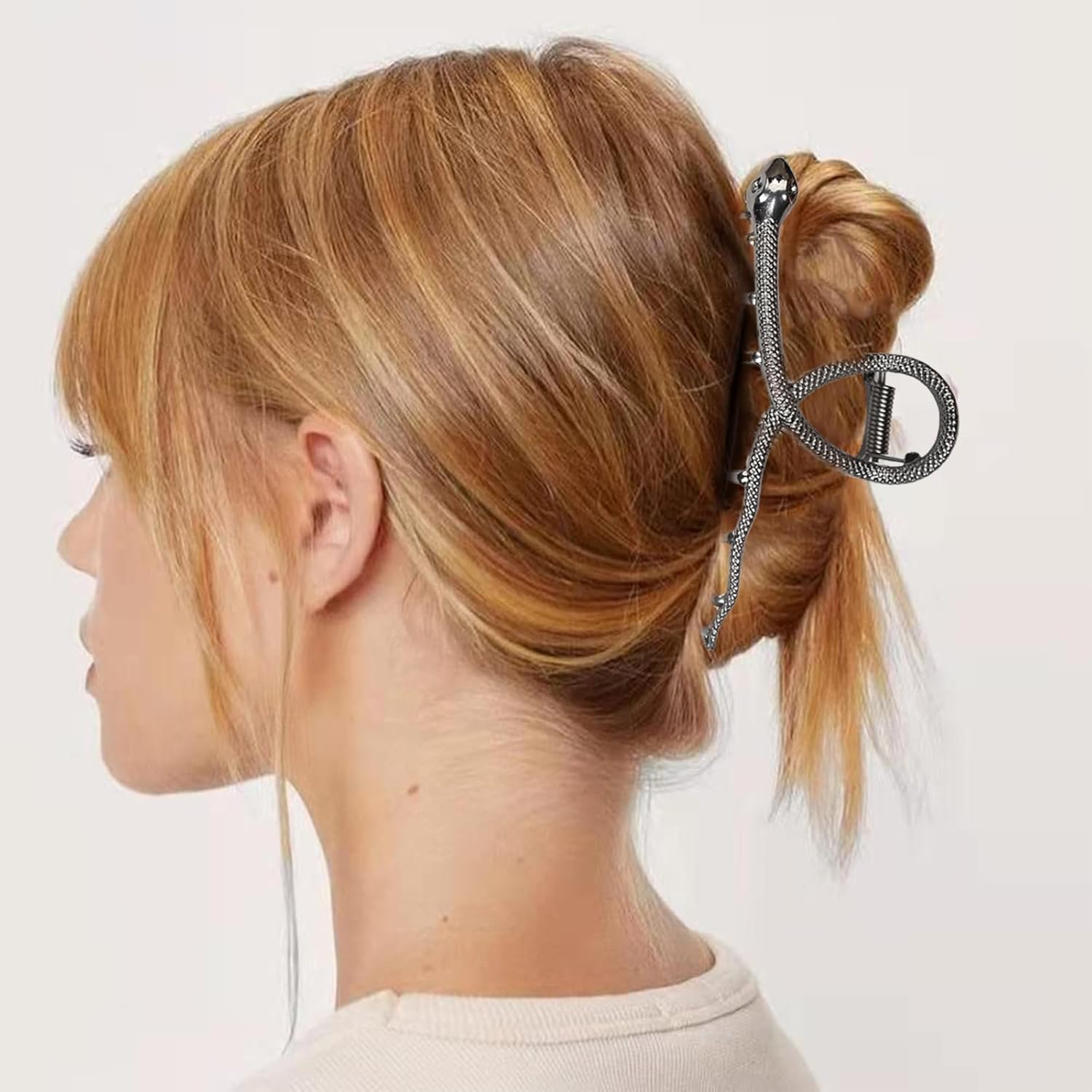 Large Snake Metal Hair Claw Clips for Thick Hair Black Shark Hair Claw Barrette Strong Hold Big Non-Slip Hair Clamps Hair Clips Fashion Styling Accessories for Women Girls - Black1 image number 6