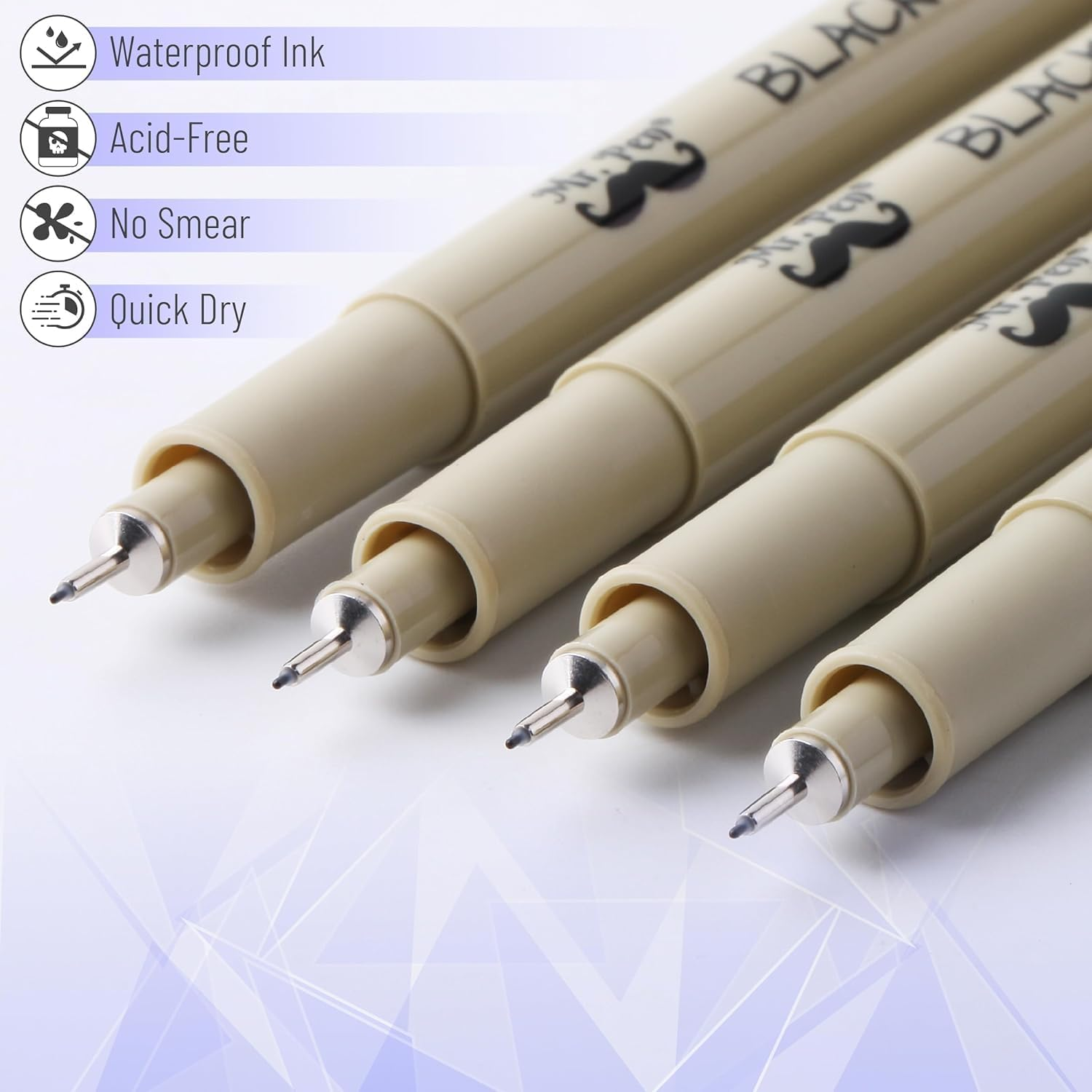 Micro Fineliner Drawing Art Pens: 6 Black Fine Line Waterproof Ink Set Artist Supplies Archival Inking Markers Pigment Liner Journaling Sketch Outline Manga Anime Sketching Watercolor Painting (6) image number 4