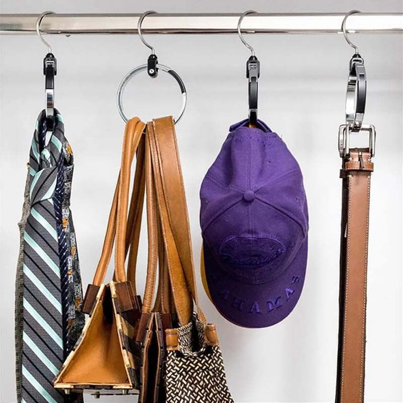 Multipurpose Closet Hanger Organizer Great Space Saver Cut Clutter in the Closet Perfect for Belts, Baseball Hats, Ties, Scarves, Purses and Much More Versatile Hanger (Silvery, One Size) image number 3