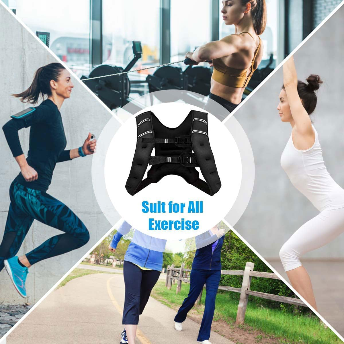 Weighted Vest, 3KG/5KG/8KG/10KG Body Weight Vests,Adjustable Weight Vest with Reflective Stripe for Workout, Strength Training, Running, Fitness, Muscle Building, Weight Loss, Weightlifting image number 1