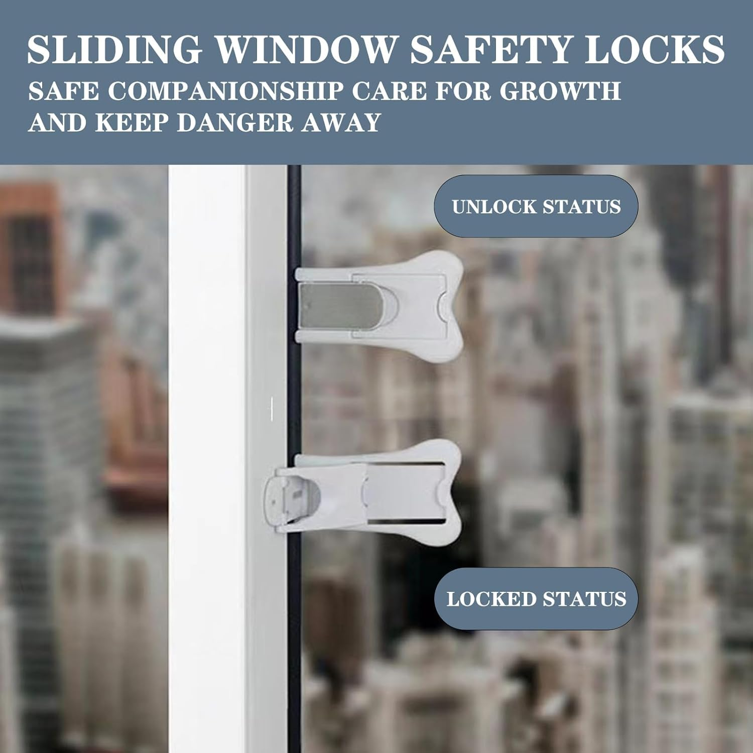 4PCS Baby Safety Locks for Sliding Doors, Windows, Cabinets & Closets, Easy Installation, Adhesive, Versatile Design, Damage-Free Removal, Childproofing Solution for Home image number 1