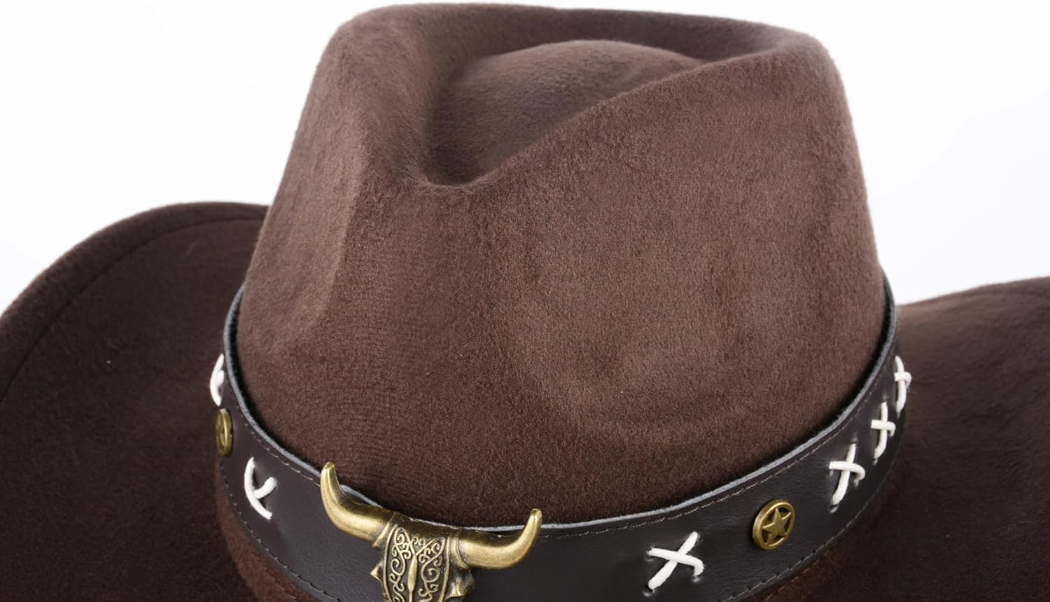 Cowboy Hat Wide Brim Tilted Edge Stylish Western Hat Ethnic Style Tibetan Felt Hat Vintage Wool Hat with Belt Design for Men and Women Classic Cowboy Hats for Women and Men Fashionable and Elegant image number 1