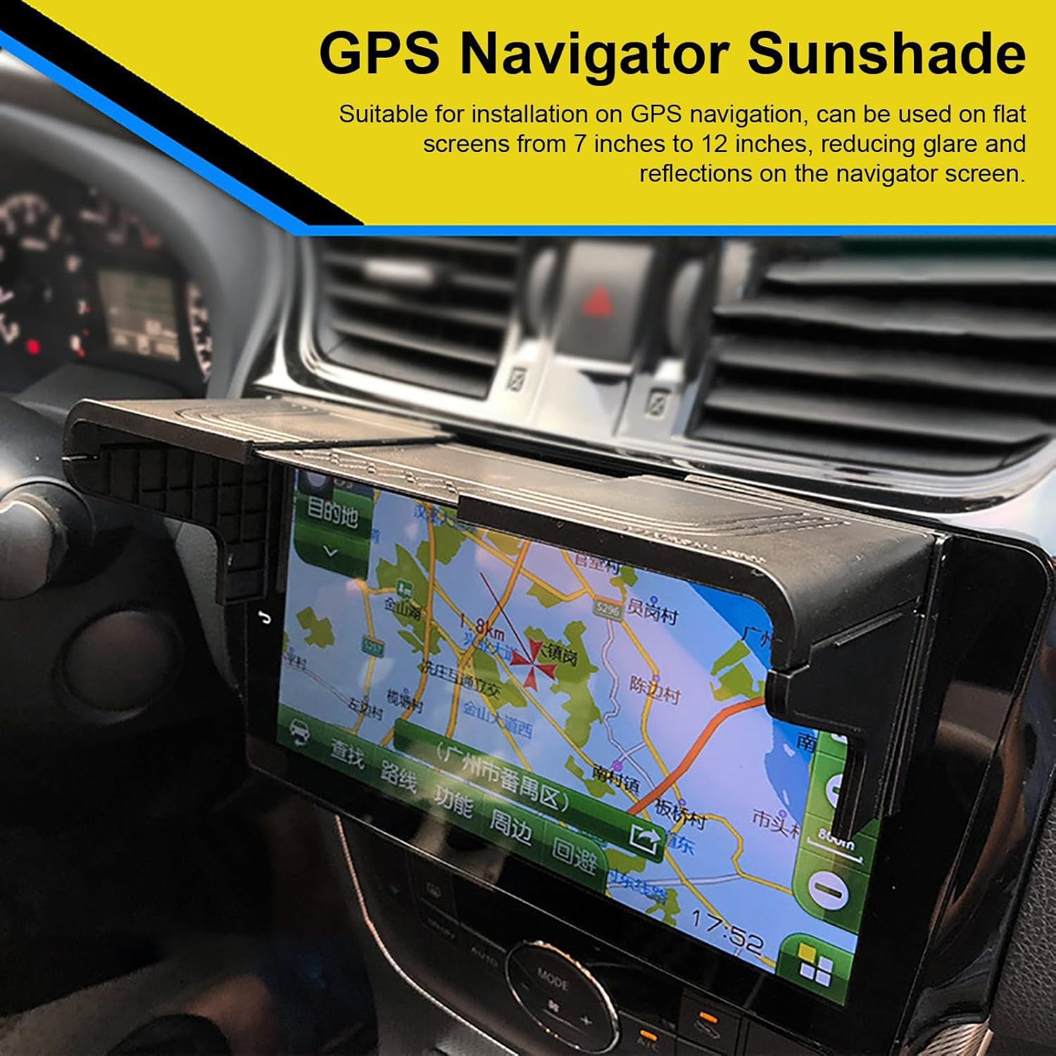 Navigation Visor Sunshade | 7-12 Inch Auto Accessories Display Screen Visor | GPS Navigation Sun Shade for Car | Anti-Glare Devices for Vehicles, Block Reflection & Glare,Save Space,Easy to Install image number 3