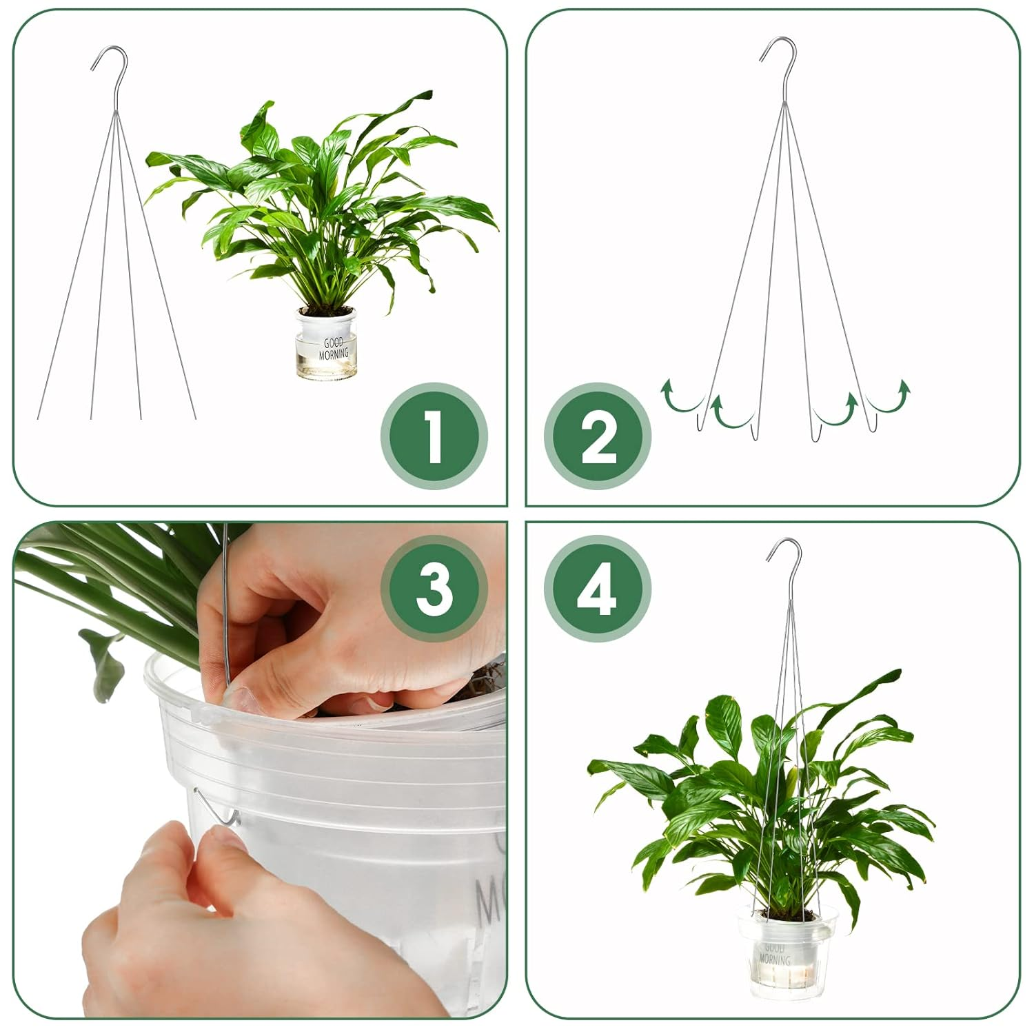 10 Pack 24 Inches Strong Wire Plant Hangers for Hanging Baskets 4 Orchid Hanging Basket Wire Metal Hook Hanger for Greenhouse Supplies Gardening Indoor Outdoor Patio Hook Flower Pot Basket