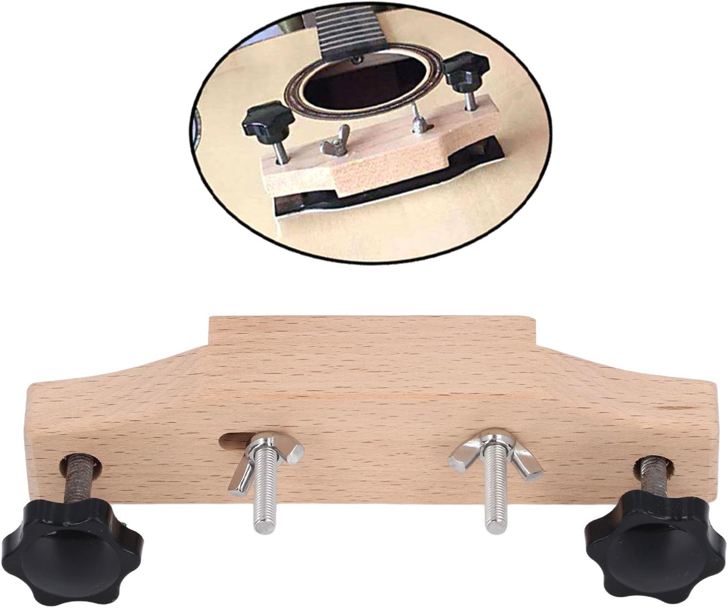 Maple Guitar Bridge Clamp, Entry Level Bridge Clamp Acoustic Luthier Tools with Cork Gasket & L Wrench, Guitar Bridge Holding Repair Luthier Tool for Classical Acoustic Guitars image number 6