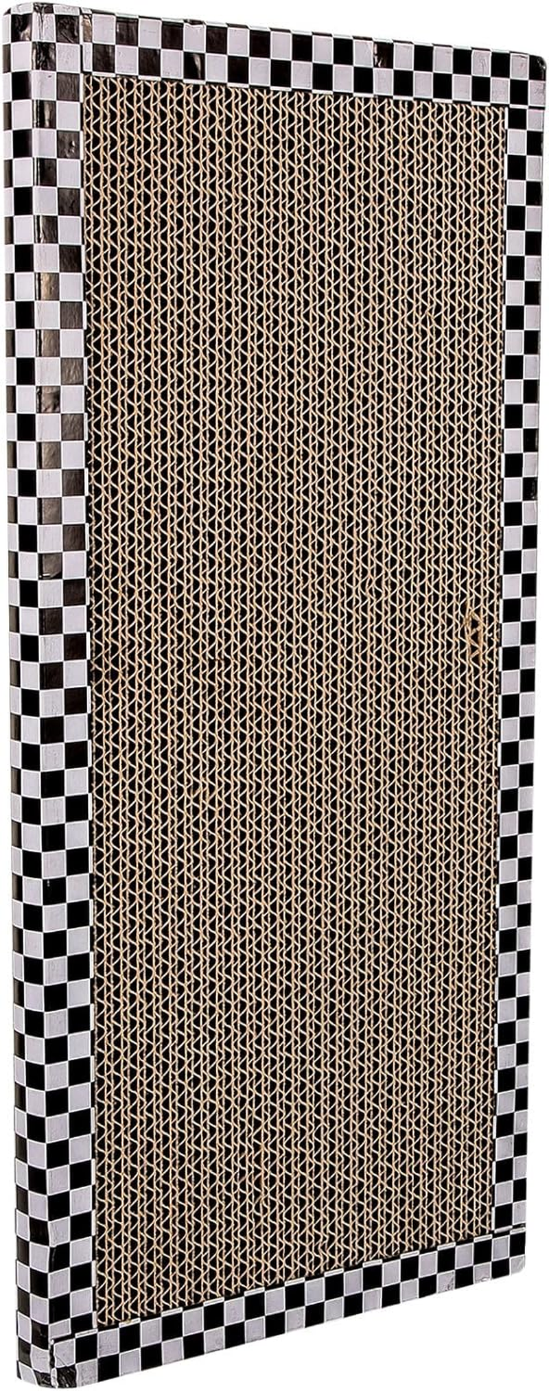Alasum Reusable Yellow Checkered Cat Scratching Board 43X40Cm Corrugated Cardboard Scratch Pad for Indoor Cats and Kittens Household Floor Claw Sharpener image number 3