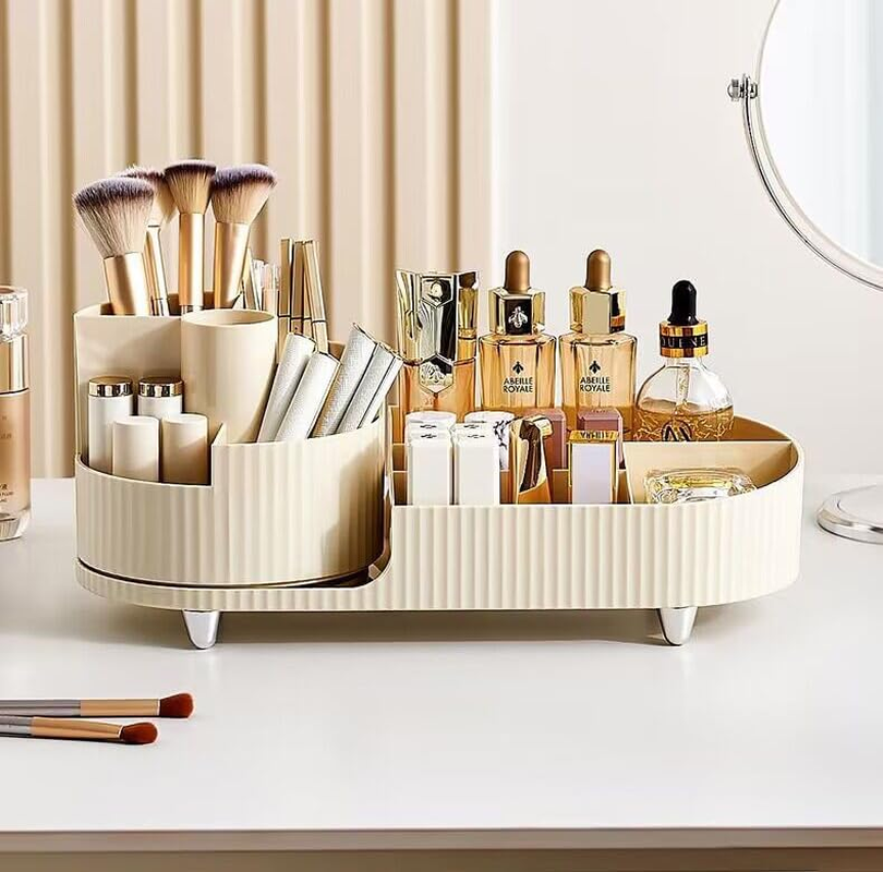 Makeup Organizer for Vanity, Rotating Makeup Organizer, Desk Cosmetics Organizers Storage for Skincare, Nail Polish, Lipsticks, Jewelry, Large Capacity Cosmetic Display Cases