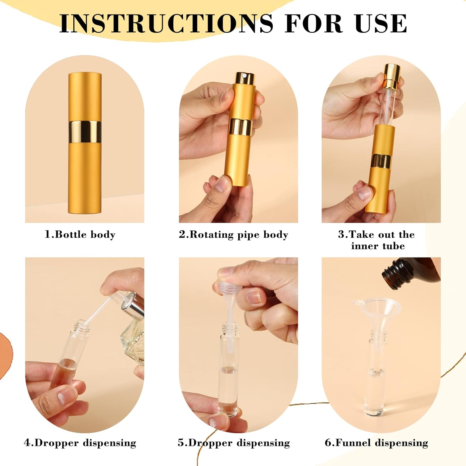 Refillable Mini Perfume Atomiser, 8 Ml, Set of 4, Leak-Proof & Refillable, Pocket Dispenser for on the Go with Pipette, High-Quality Aluminium (Travel, Fitness, Everyday) - Elegant & Splash-Proof image number 6