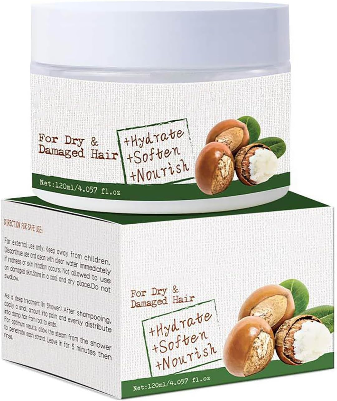 Pure Shea Butter Deep Conditioning Hair Mask 120Ml Hydrate Nourish Dry Frizzy Damaged Hair Smooth Silky Manageable Styling Care White One Size image number 1