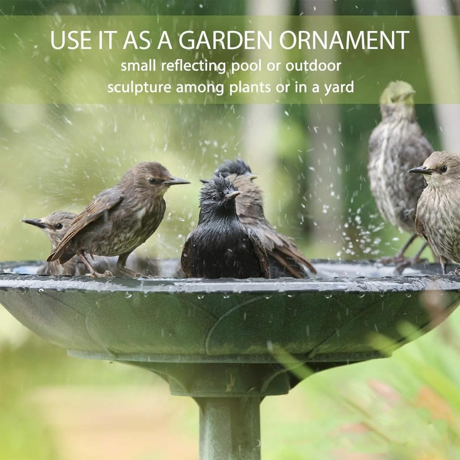 Birdbath Water Bowl Bird Bath Feeder Station Outdoor Pedestal Garden Decor Art image number 6