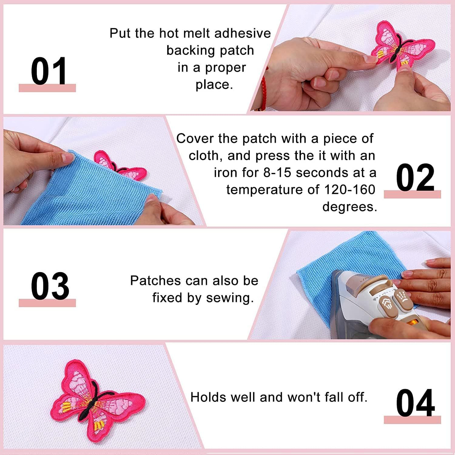 12 Pieces Butterfly Iron on Patches,Multicolor Embroidered Motif Applique Sew on Patch for DIY Jeans, Jacket, Kid'S Clothing,Bag,Cap, Arts Craft Sew Making Decoration image number 1