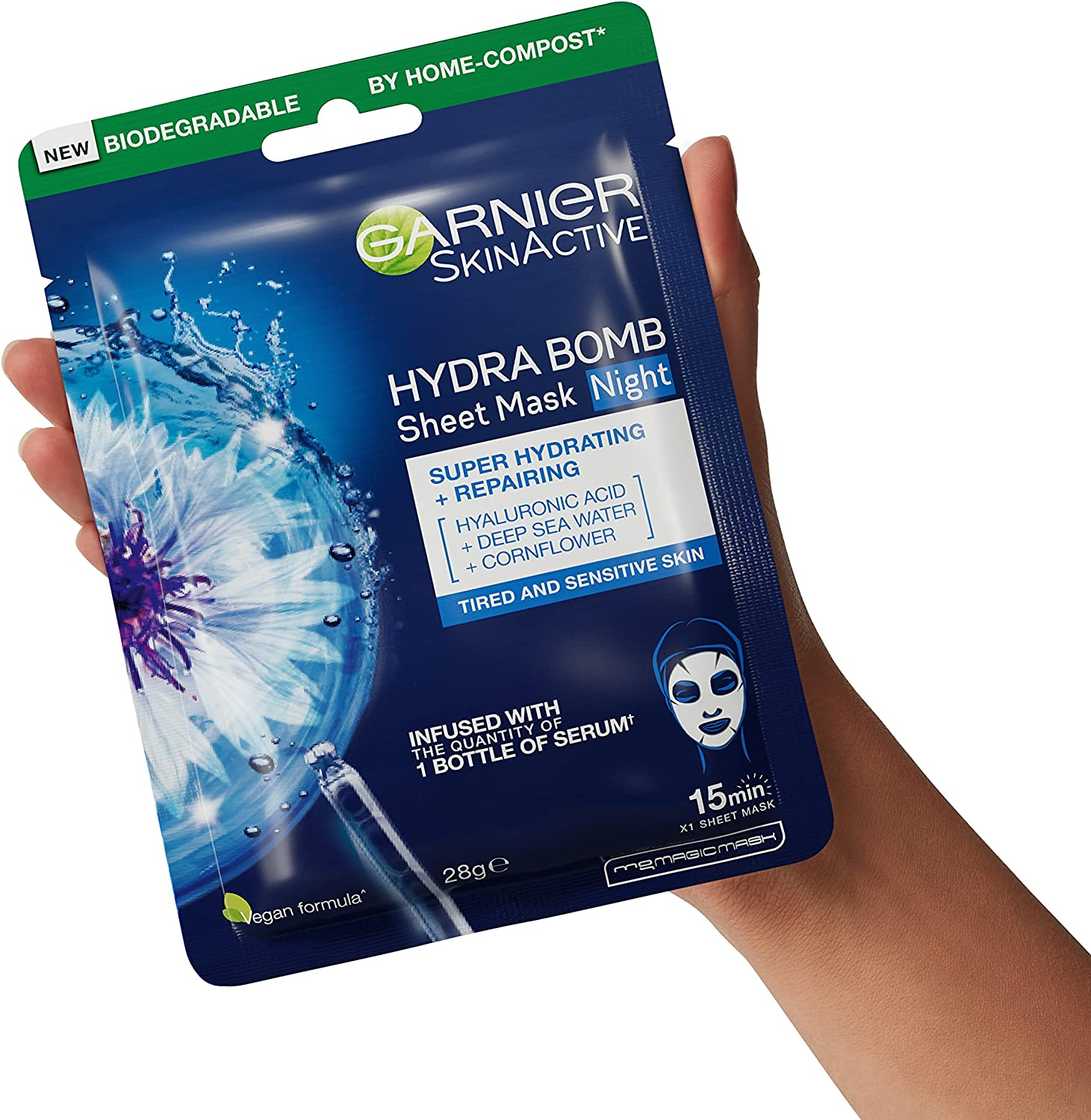 Garnier Hydra Bomb Hyaluronic Acid Deep Sea Water Night Sheet Mask (3 Pack) image number 6