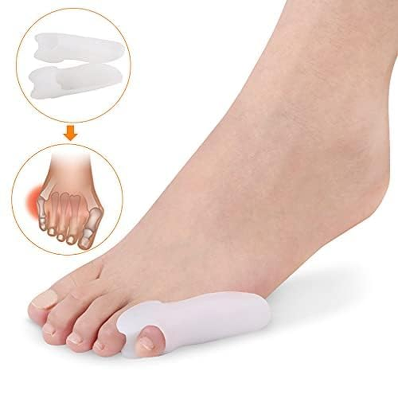 Pack of 5 Pair Toe Protector Separator, Gel Tailor'S Bunion Guard Relief Pads for Bunion Women, Little Toe Bunion Corrector Pad for Wearing with Shoes (White, One Size)