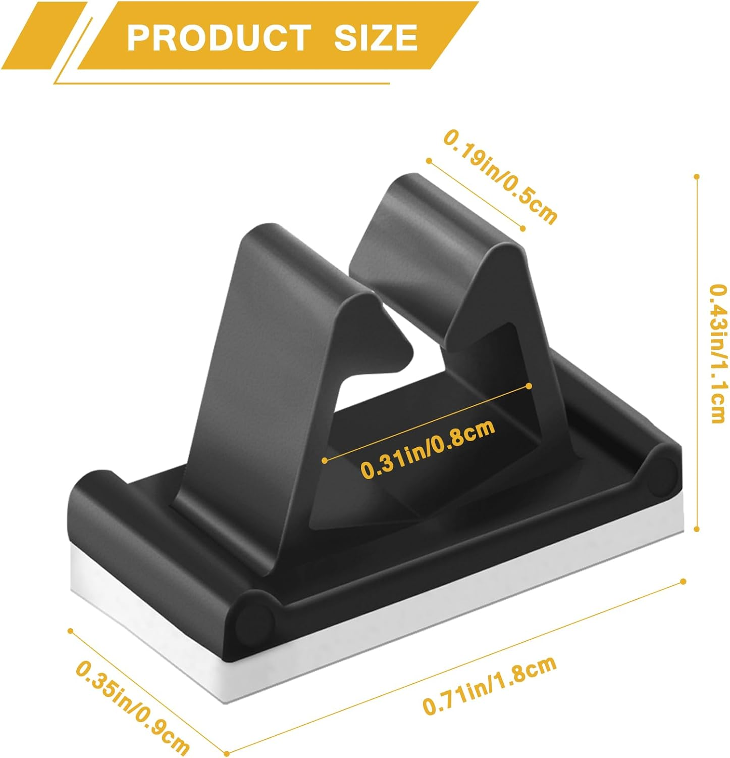 50 Packs Viaky Wire Clips Adhesive Cable Clips Cable Holder Wire Management, Worked Great for Fixing Your Various Wires, Network Cable, RV Wires, USB Cords, Car Cable, TV Coax Cable (W Size-Black)