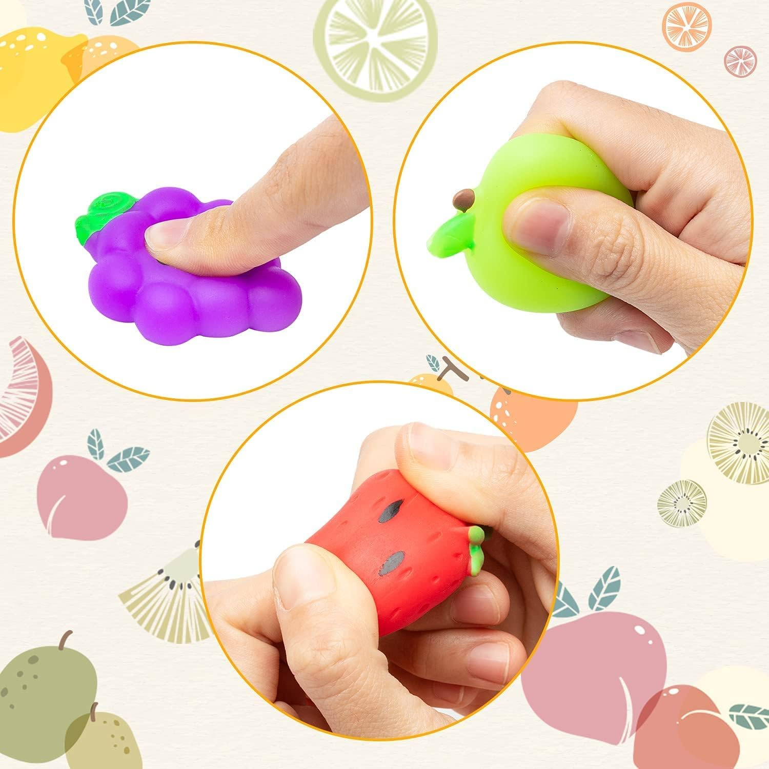 32Pcs Mochi Squishy Toys Set for Kids, Mini Squishies Kawaii Fruit Squeeze Toys Pack Cute Stress Relief Anxiety Toys for Boys Girls image number 3